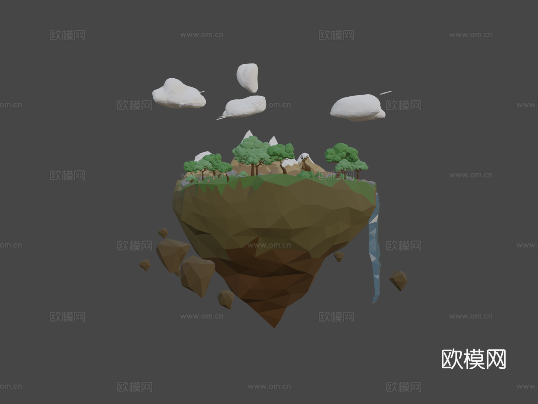 低多边形浮空岛3d模型下载（渲染图8）