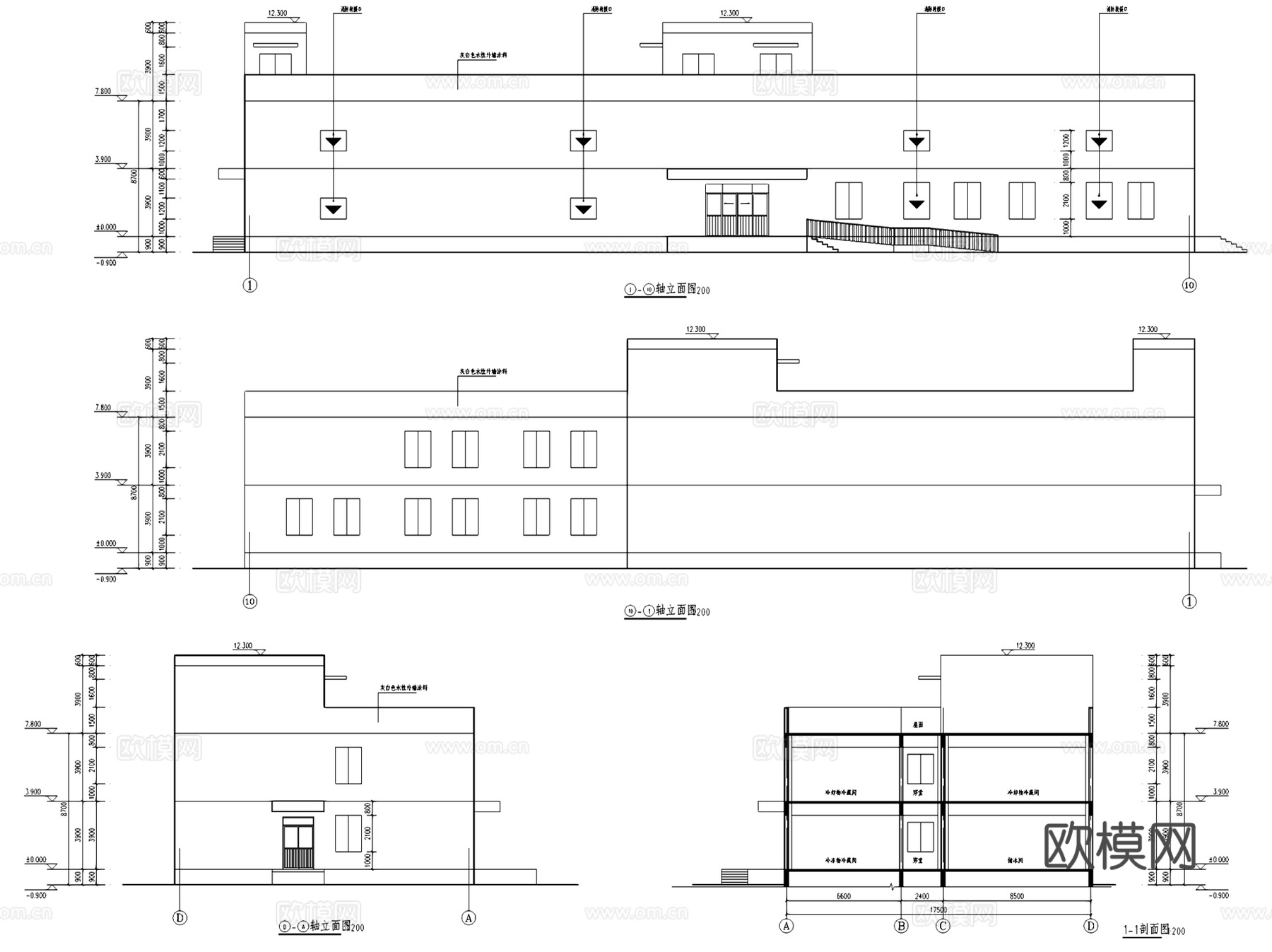 乐清农副产品批发市场冷库建筑CAD施工图全套cad施工图