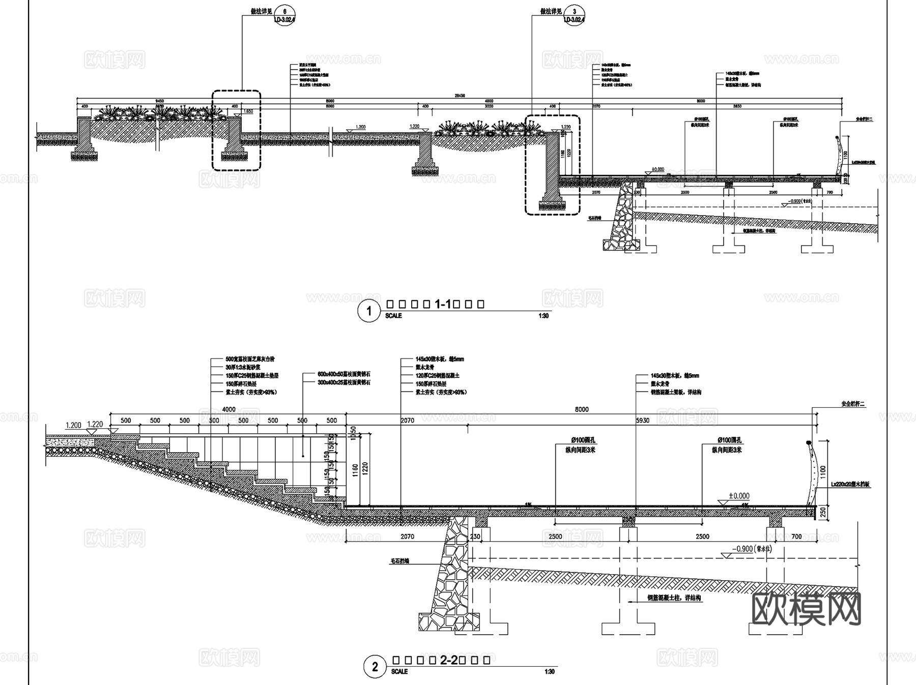 宁乡伪江沿江风光带西岸公园景观CAD施工图全套cad施工图
