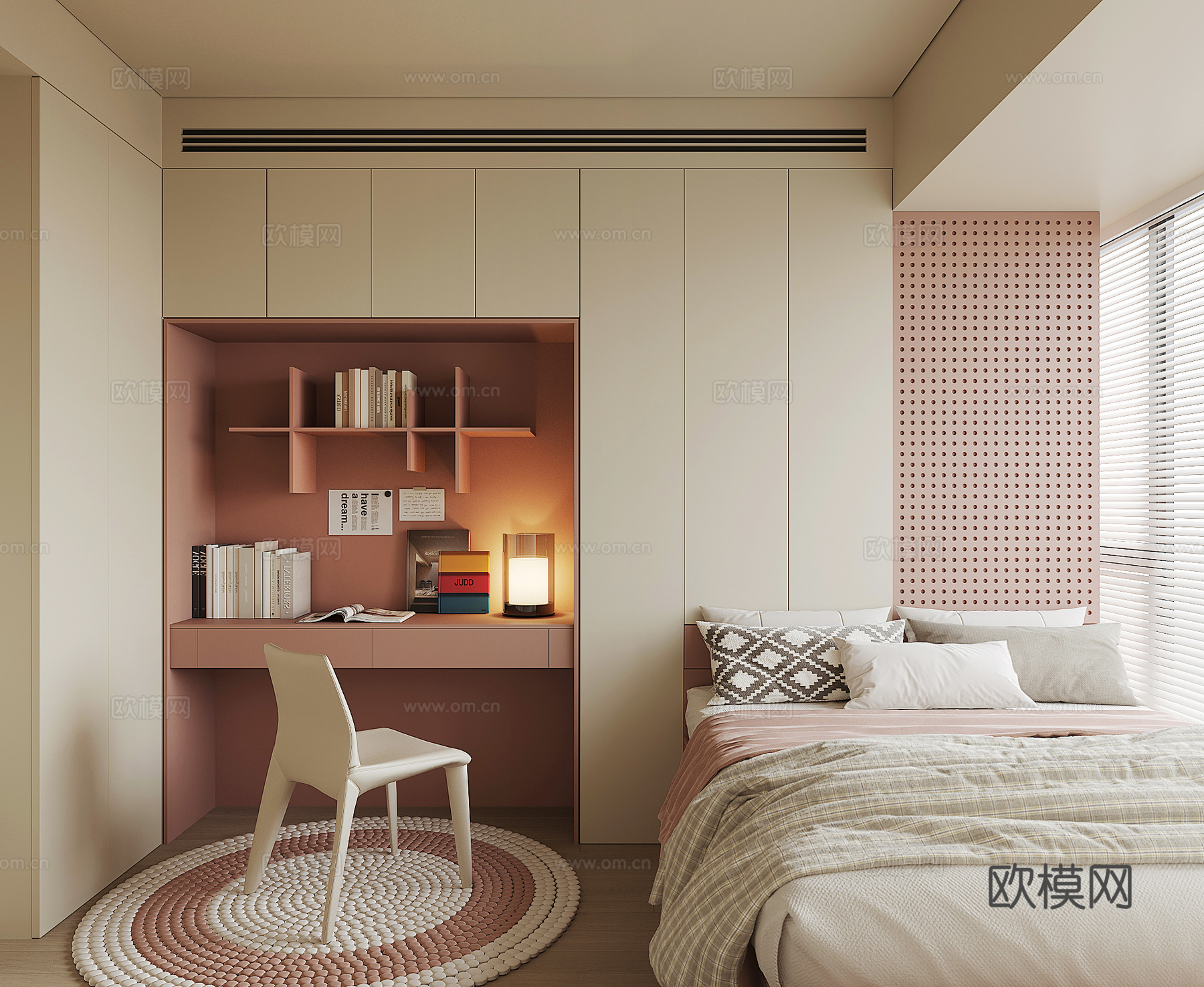 现代榻榻米卧室3d模型下载