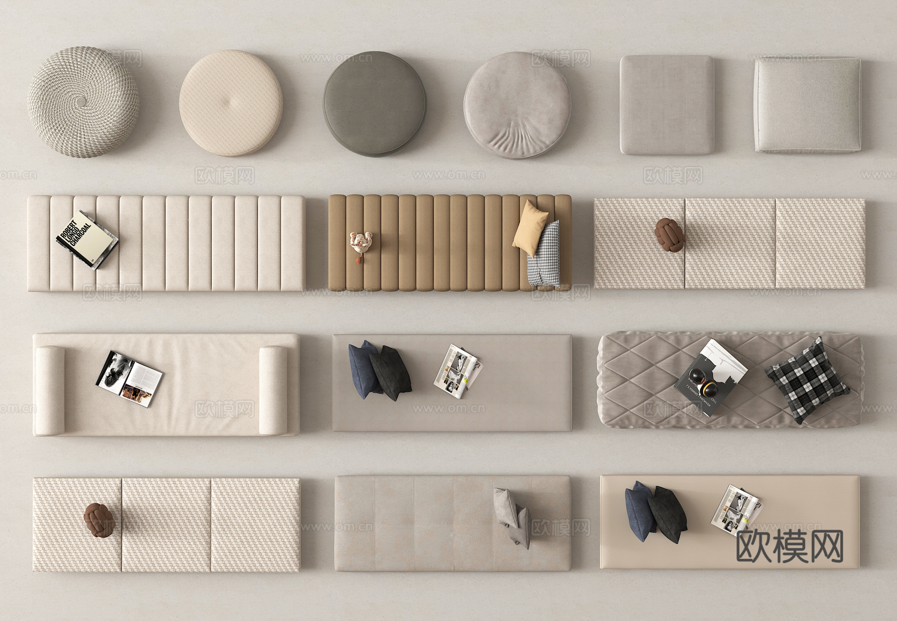 现代坐垫 蒲团 圆坐垫 飘窗垫 沙发垫3d模型下载