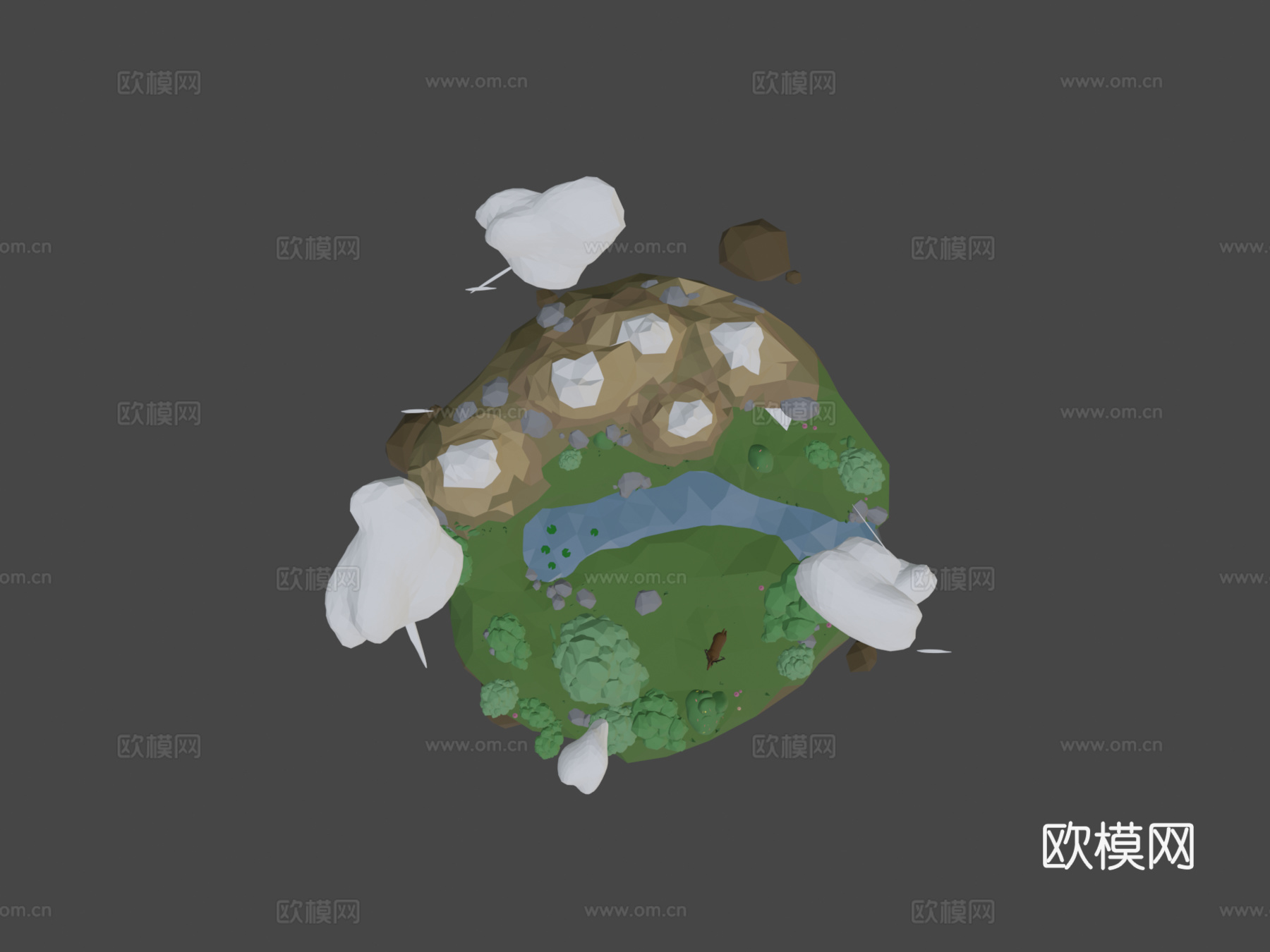 低多边形浮空岛3d模型下载（渲染图6）