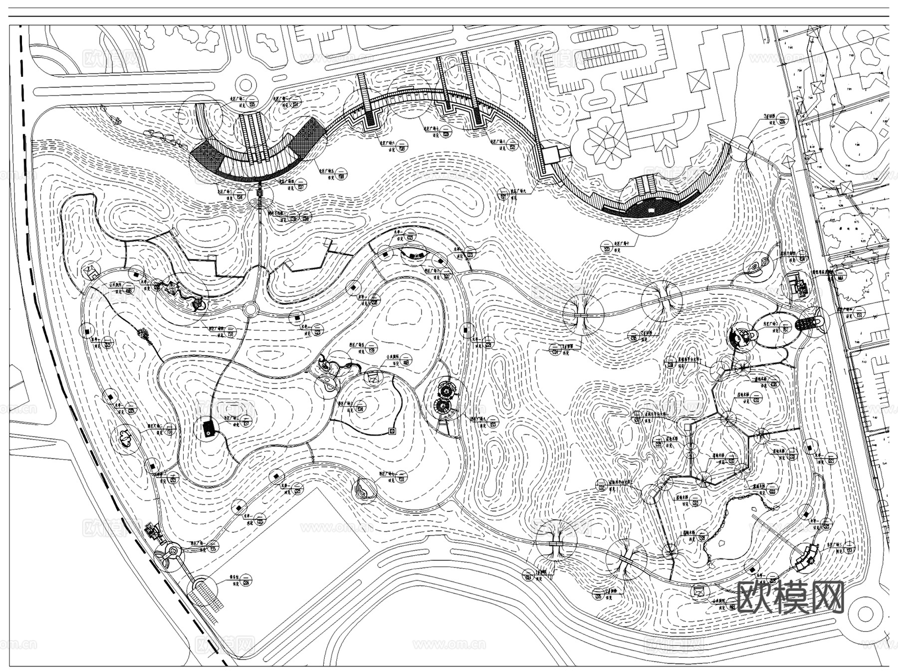 南京江宁洋山湖郊野公园景观CAD施工图全套cad施工图