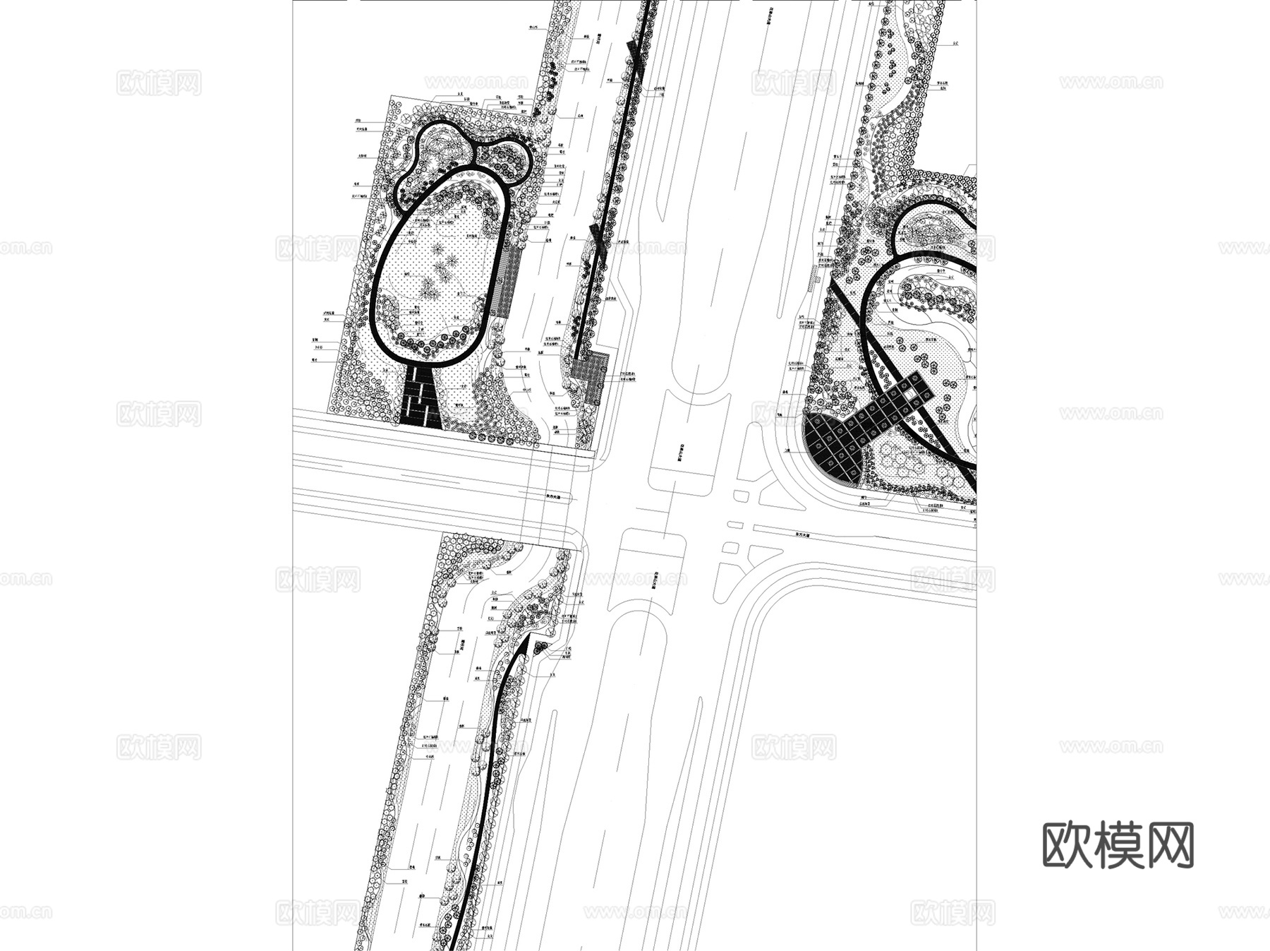 连云港曹圩河道路景观绿化带CAD施工图全套cad施工图