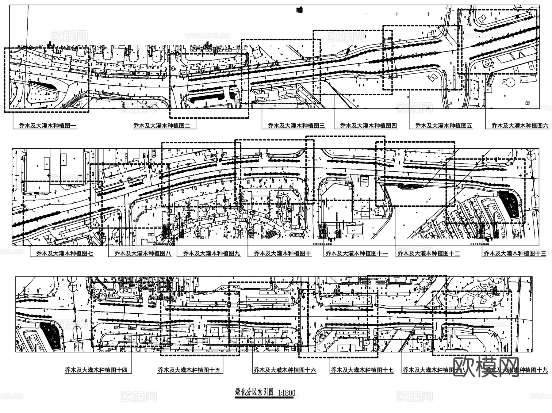 宁波前湖北路道路景观提升CAD施工图全套cad施工图