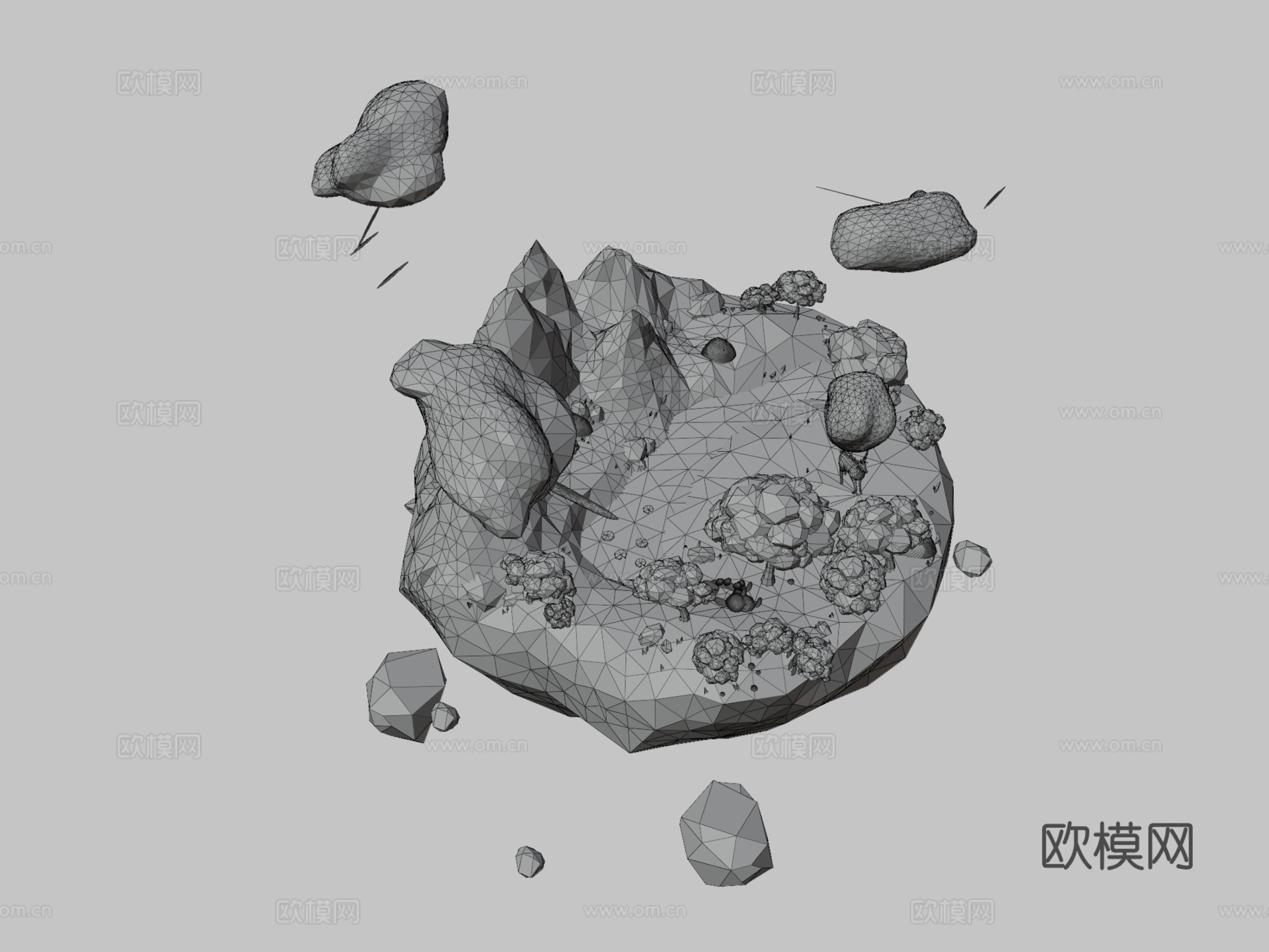 低多边形浮空岛3d模型下载（渲染图3）