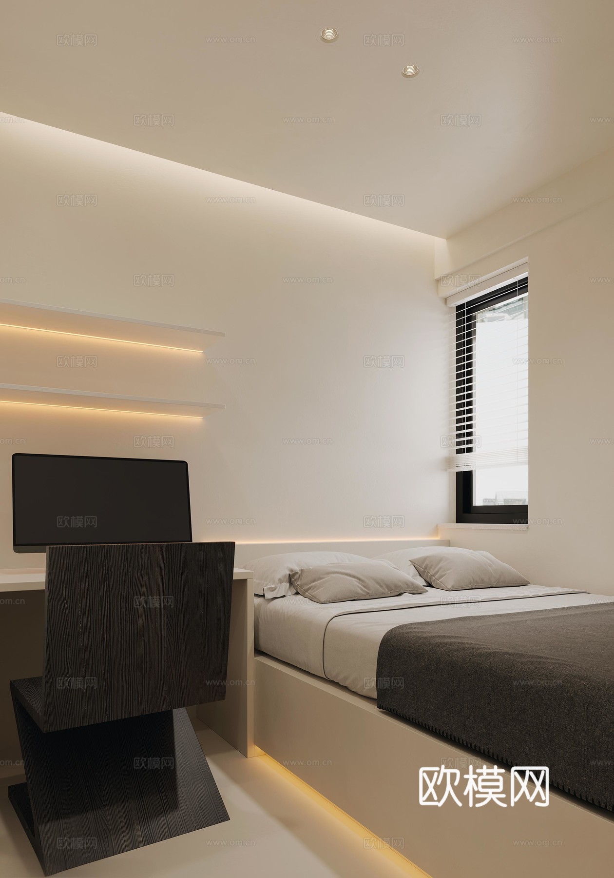 现代奶油风榻榻米卧室 小孩房3d模型下载