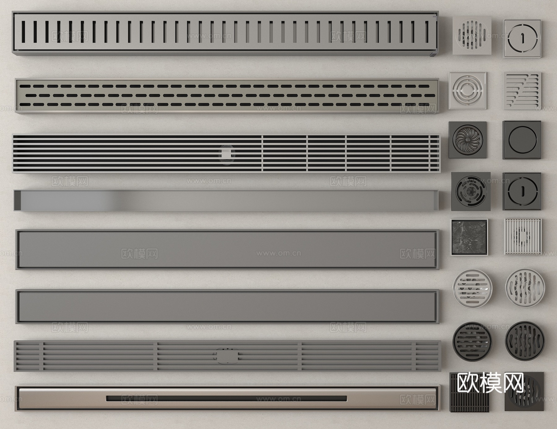 现代地漏 不锈钢地漏su模型