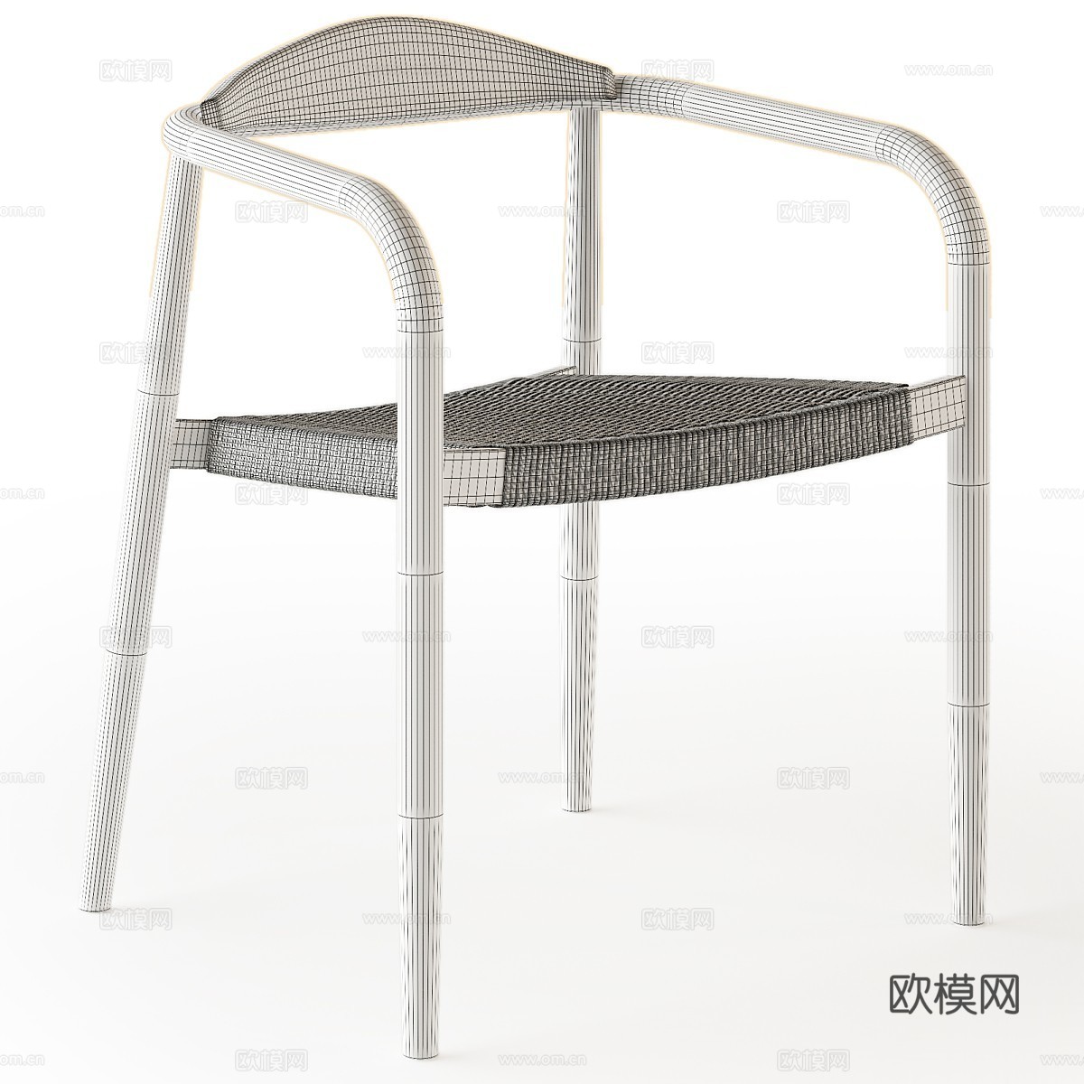 新中式木质单椅3d模型下载（渲染图4）