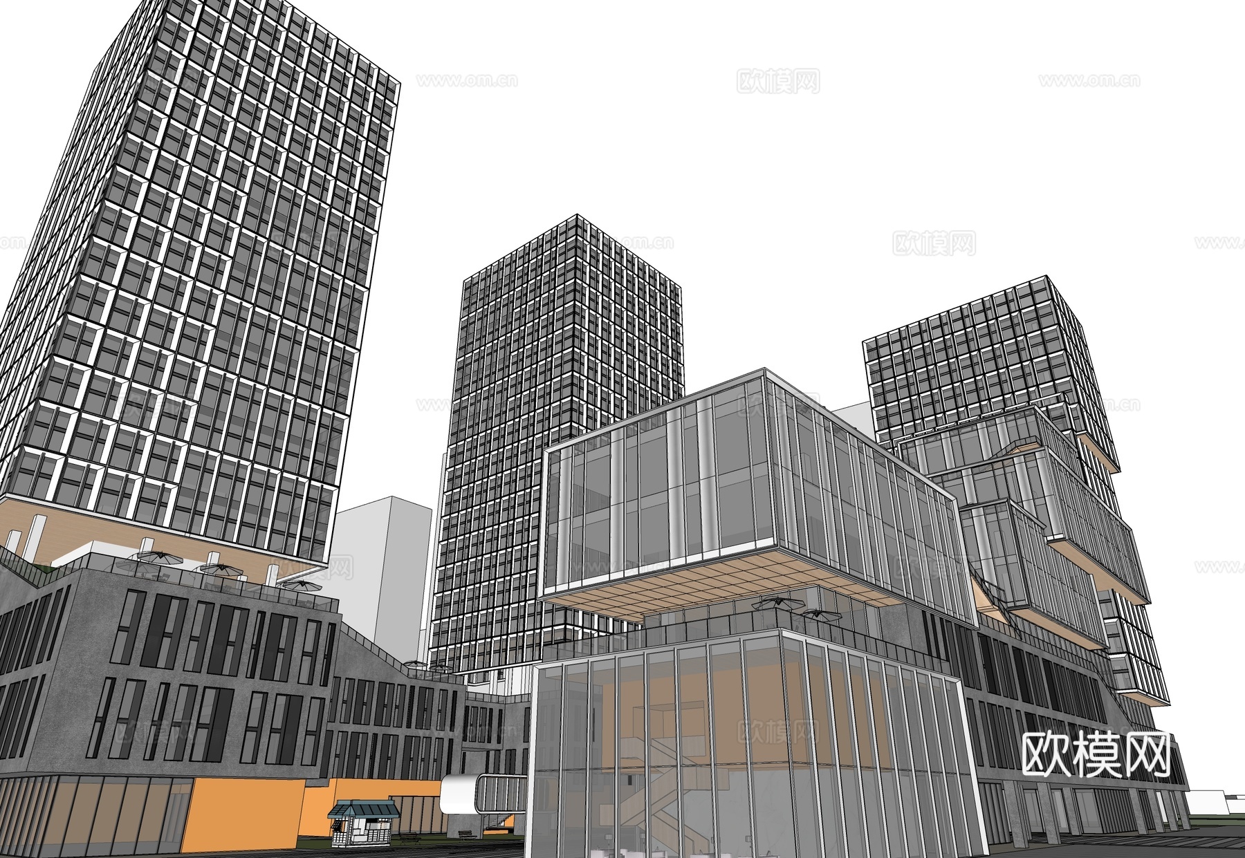 现代商业综合体 商城建筑 办公楼写字楼建筑su模型