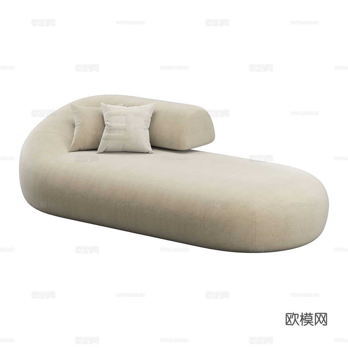 现代奶油风布艺休闲沙发3d模型下载（渲染图2）