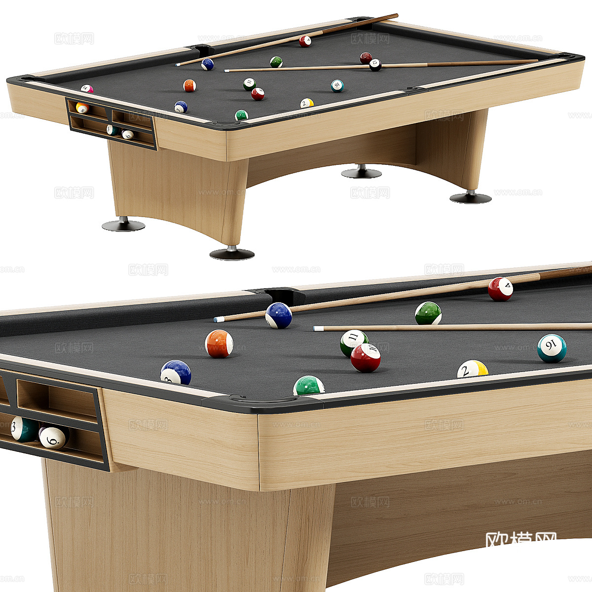 现代金冠台球桌3d模型下载（渲染图5）
