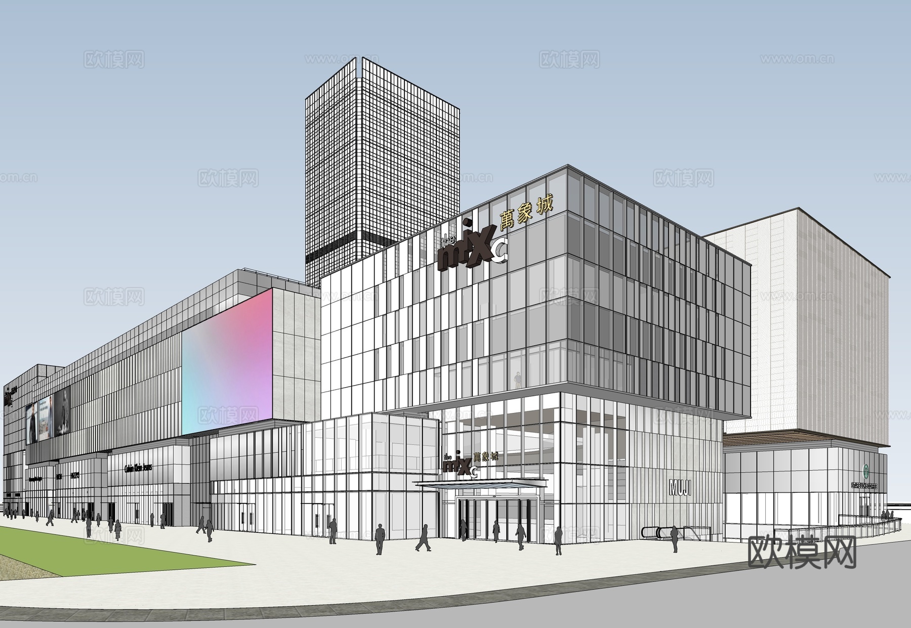 商业综合体 商场建筑 写字楼办公楼建筑su模型