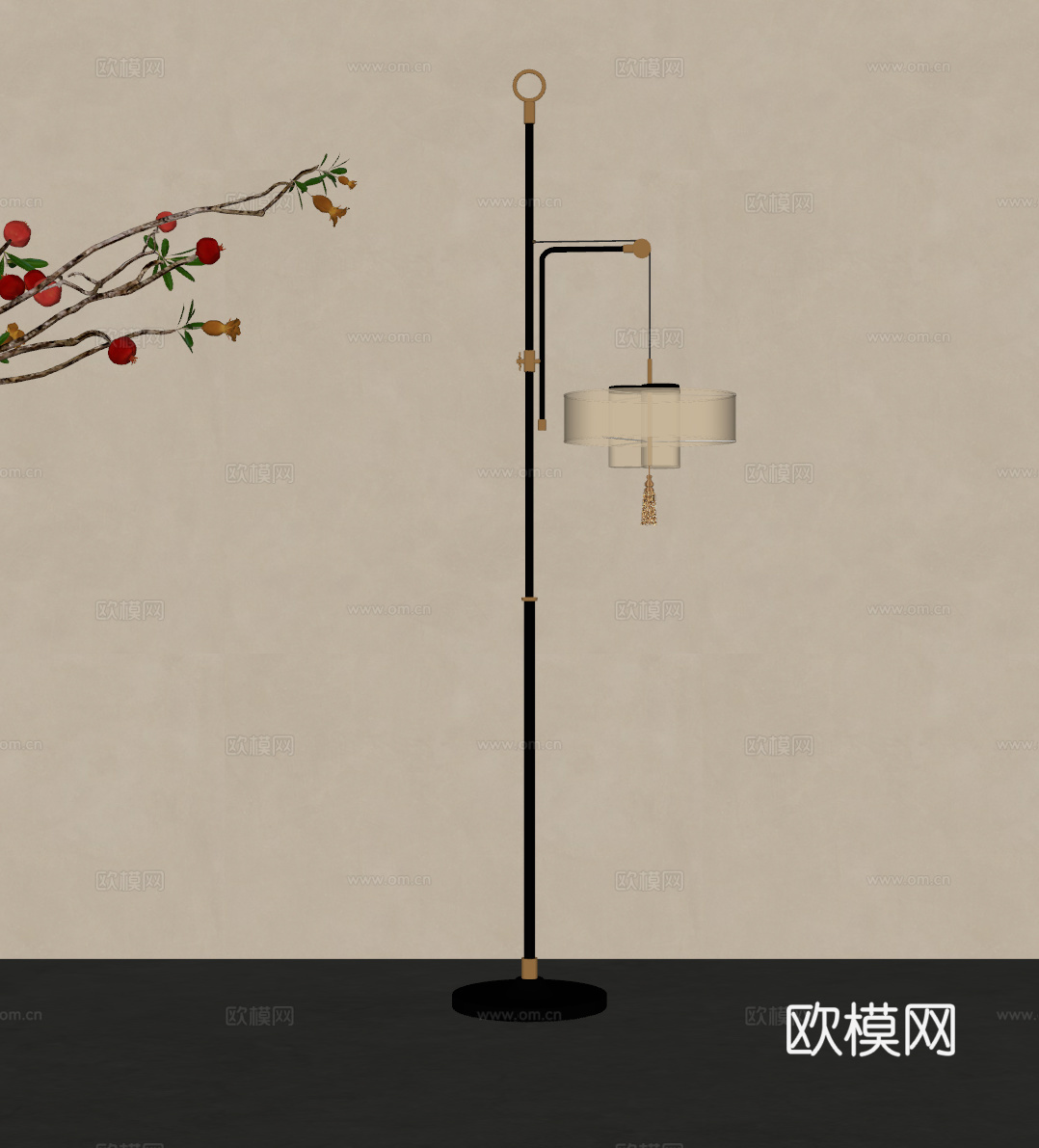 新中式落地灯su模型