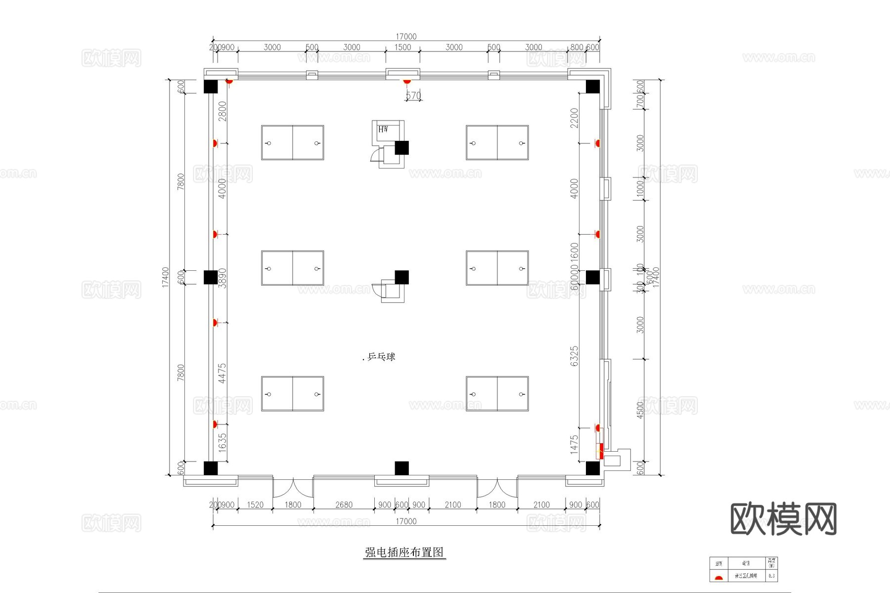 体育馆 乒乓球馆 运动空间 运动馆 球馆 乒乓球室cad施工图