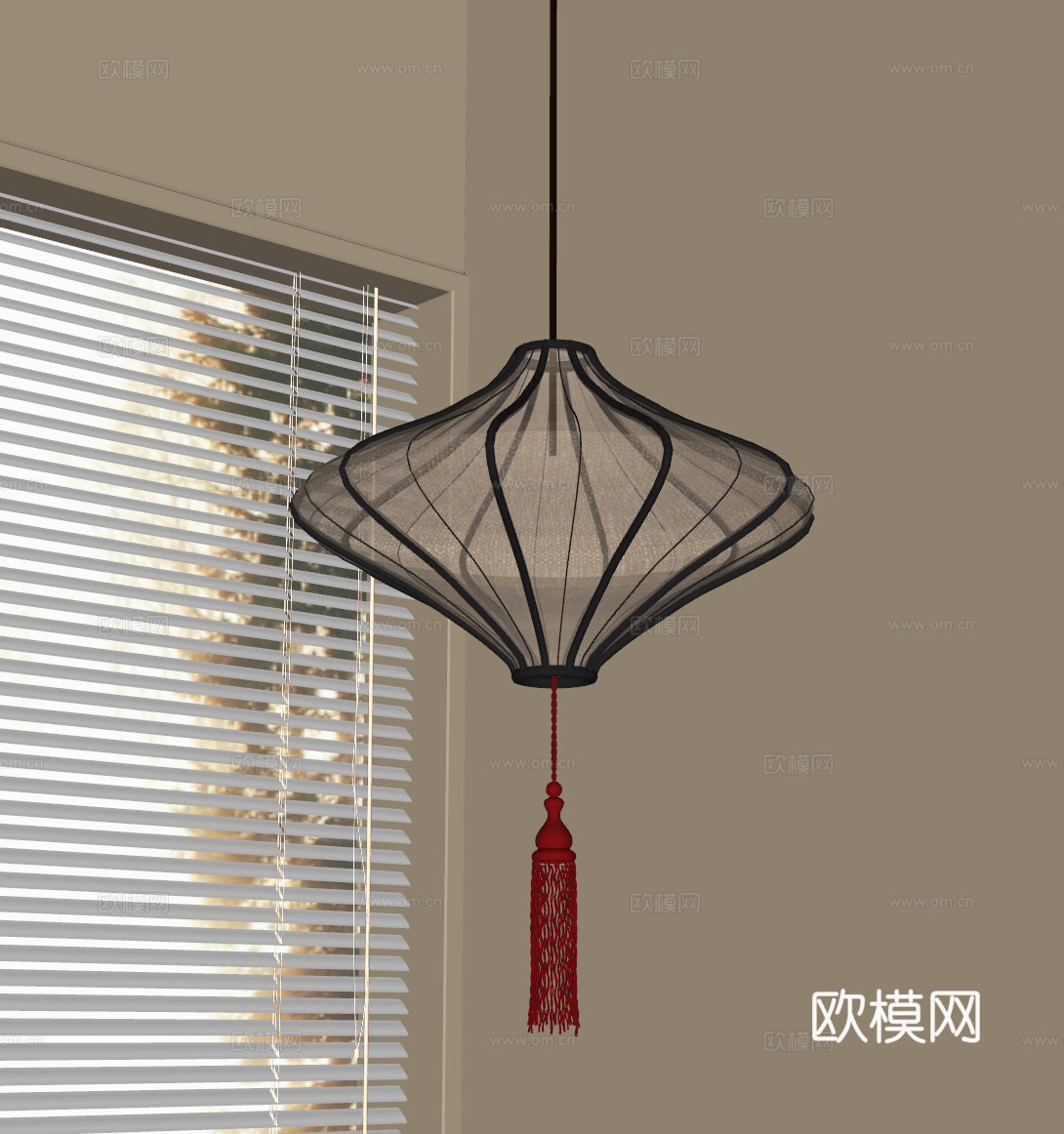 新中式吊灯su模型