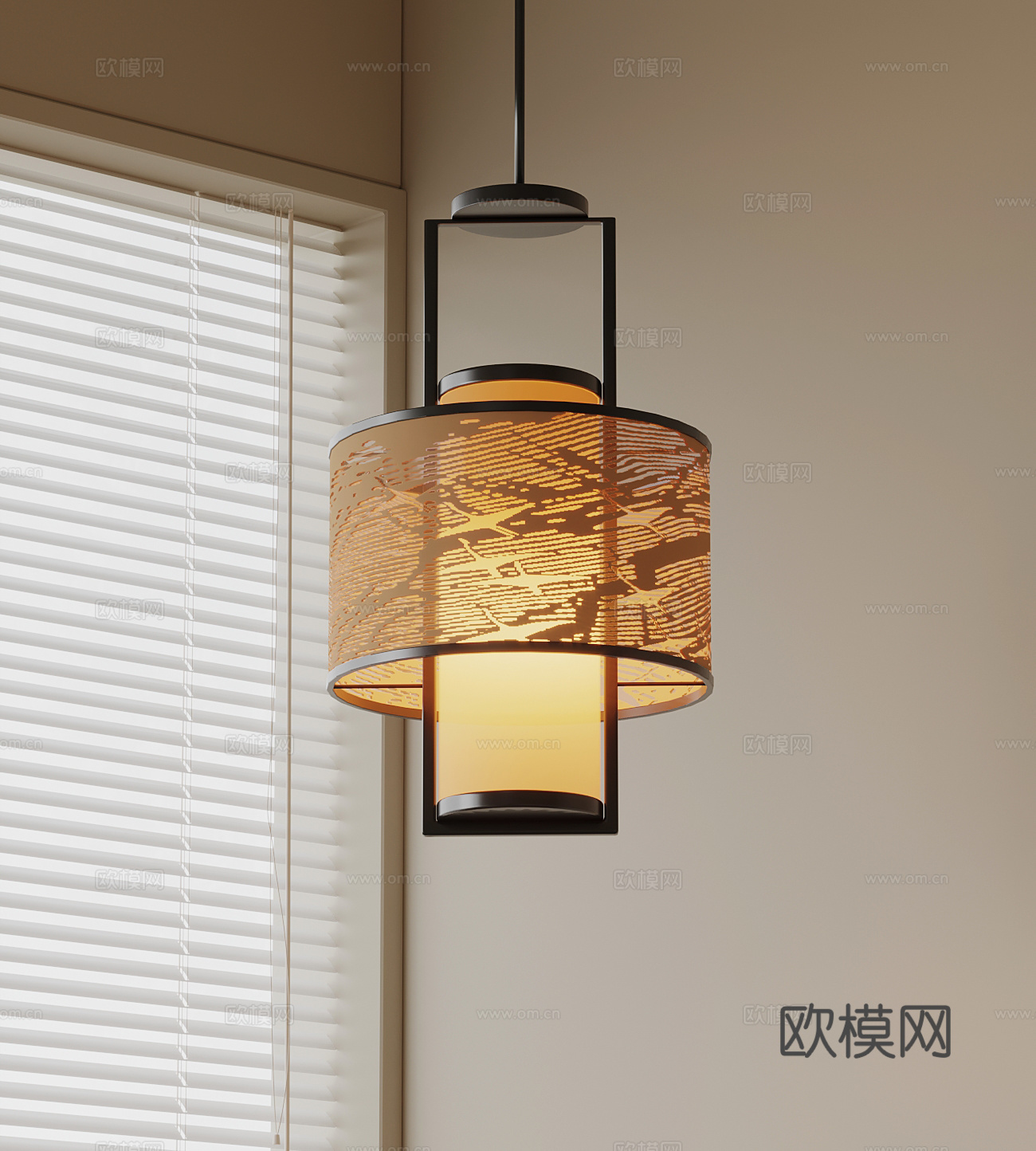 新中式吊灯su模型