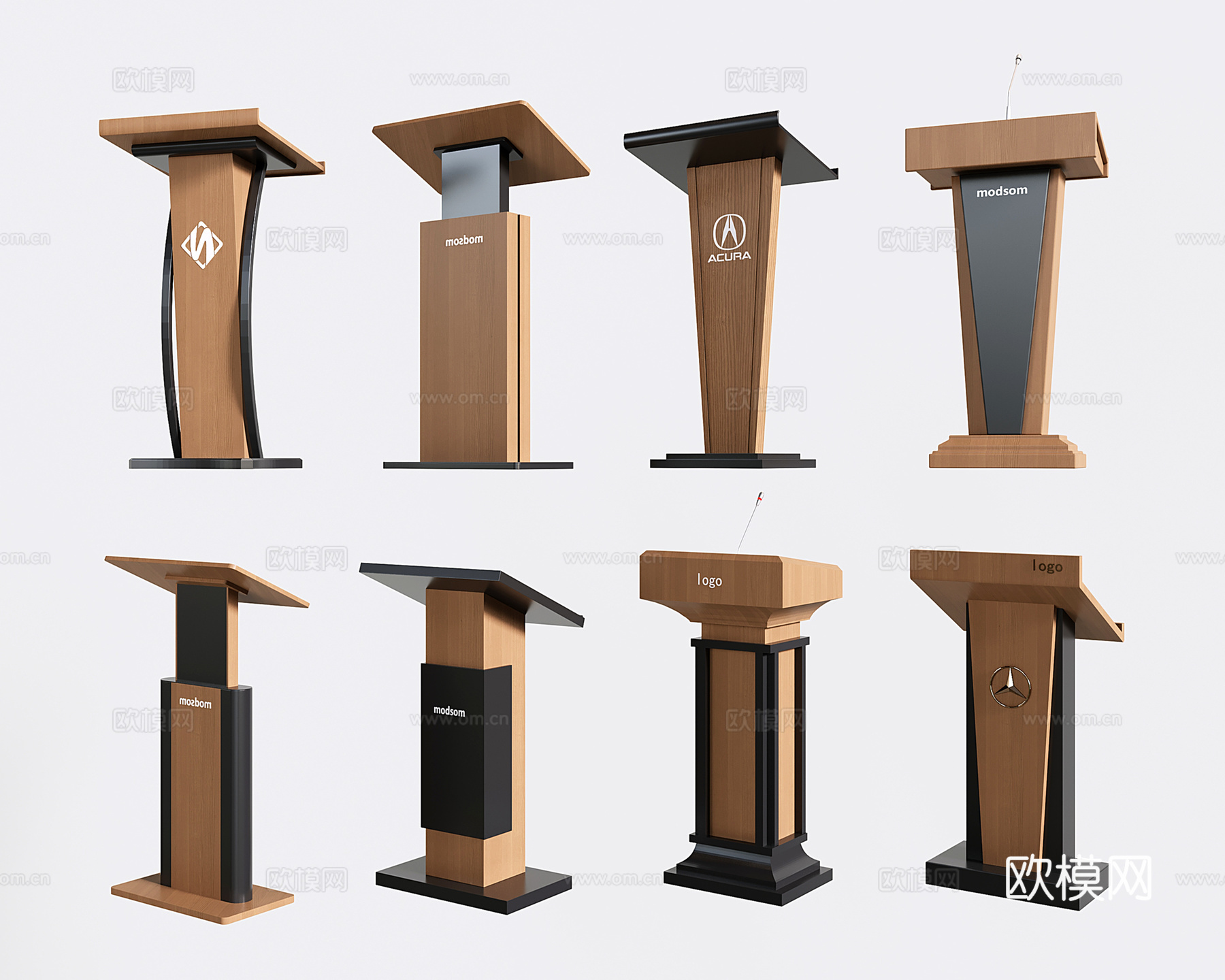 现代讲台 讲桌 主持台 演讲桌 操作台3d模型下载