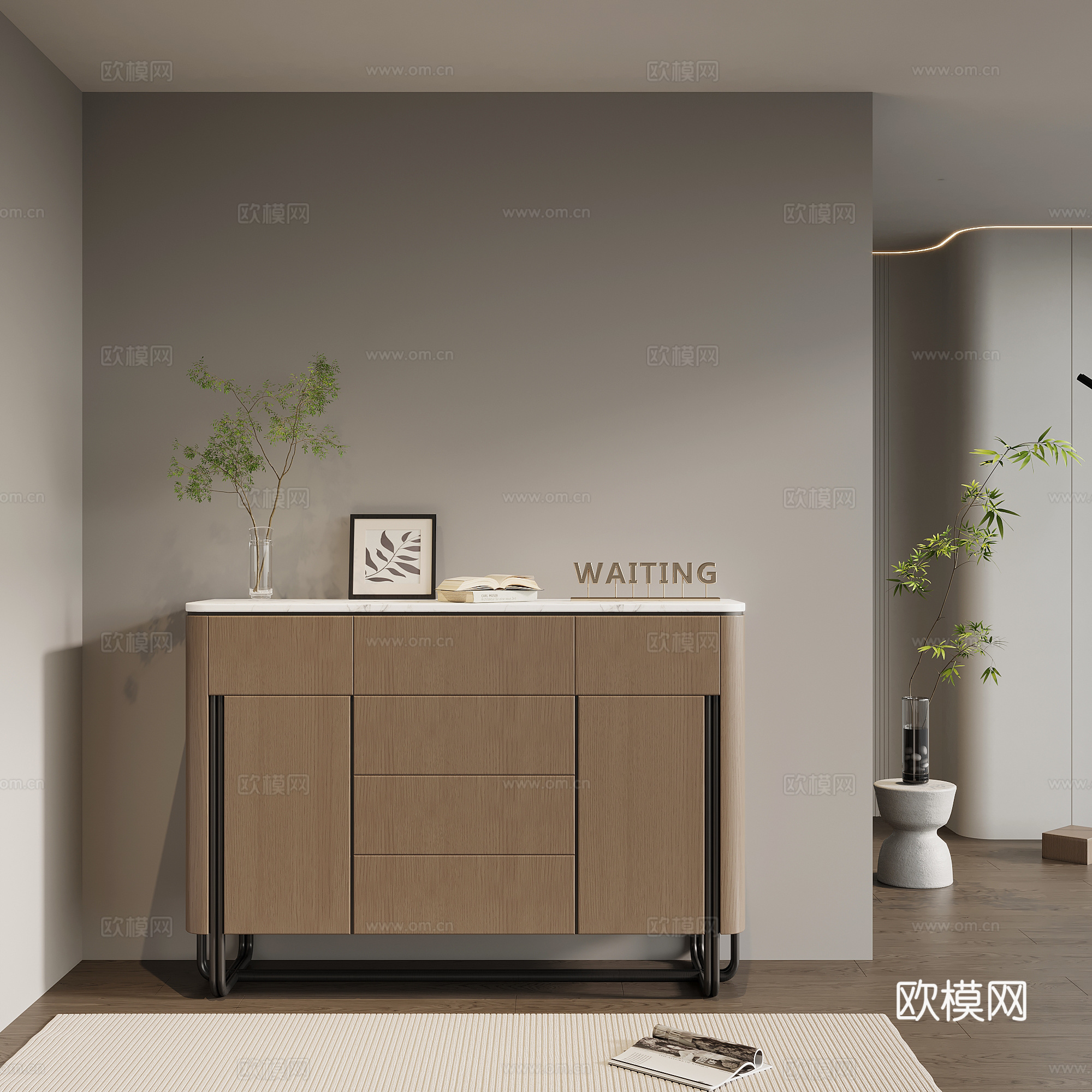 现代意式玄关柜 边柜 鞋柜su模型