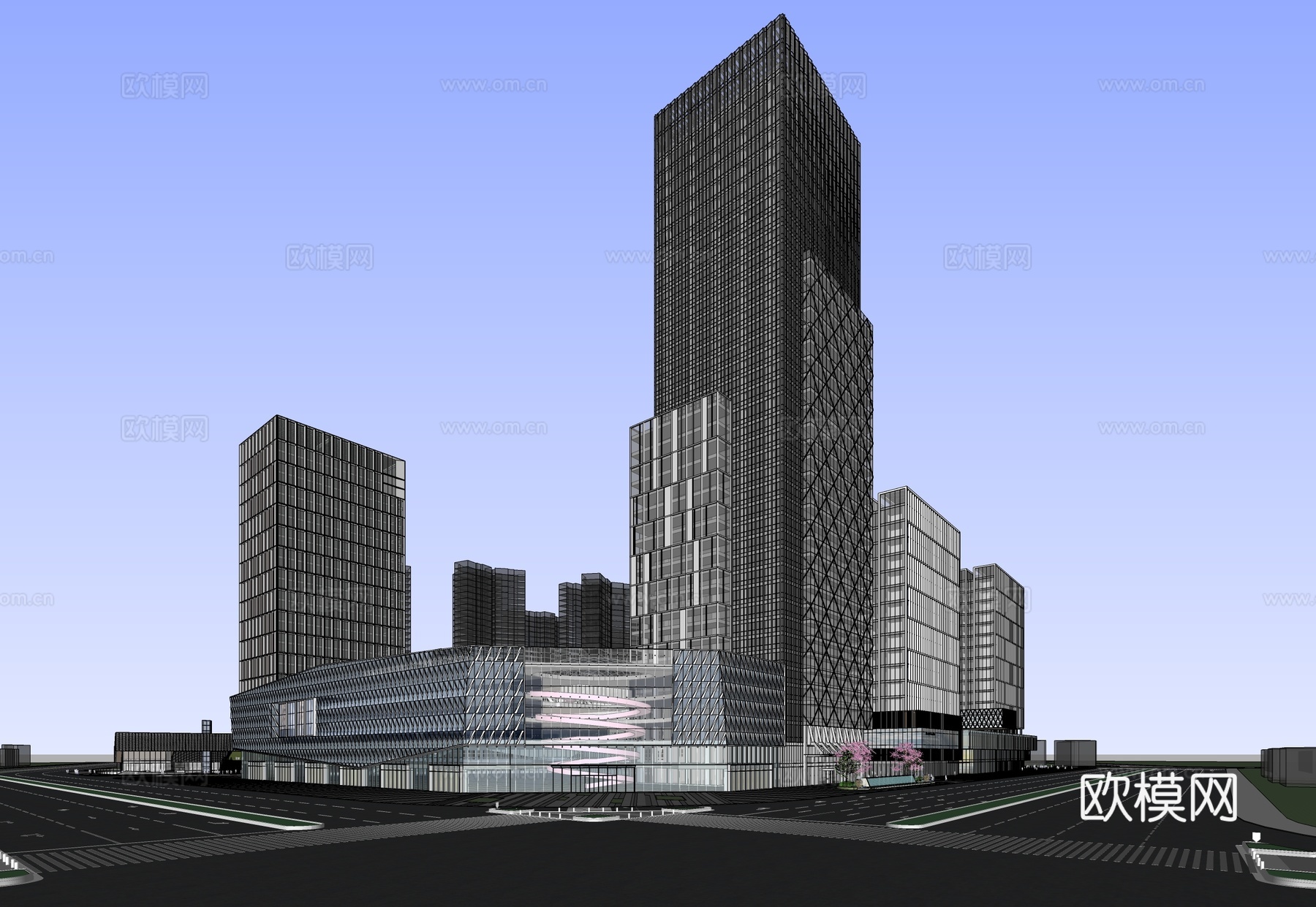 现代商业综合体 商城建筑 办公楼写字楼建筑su模型