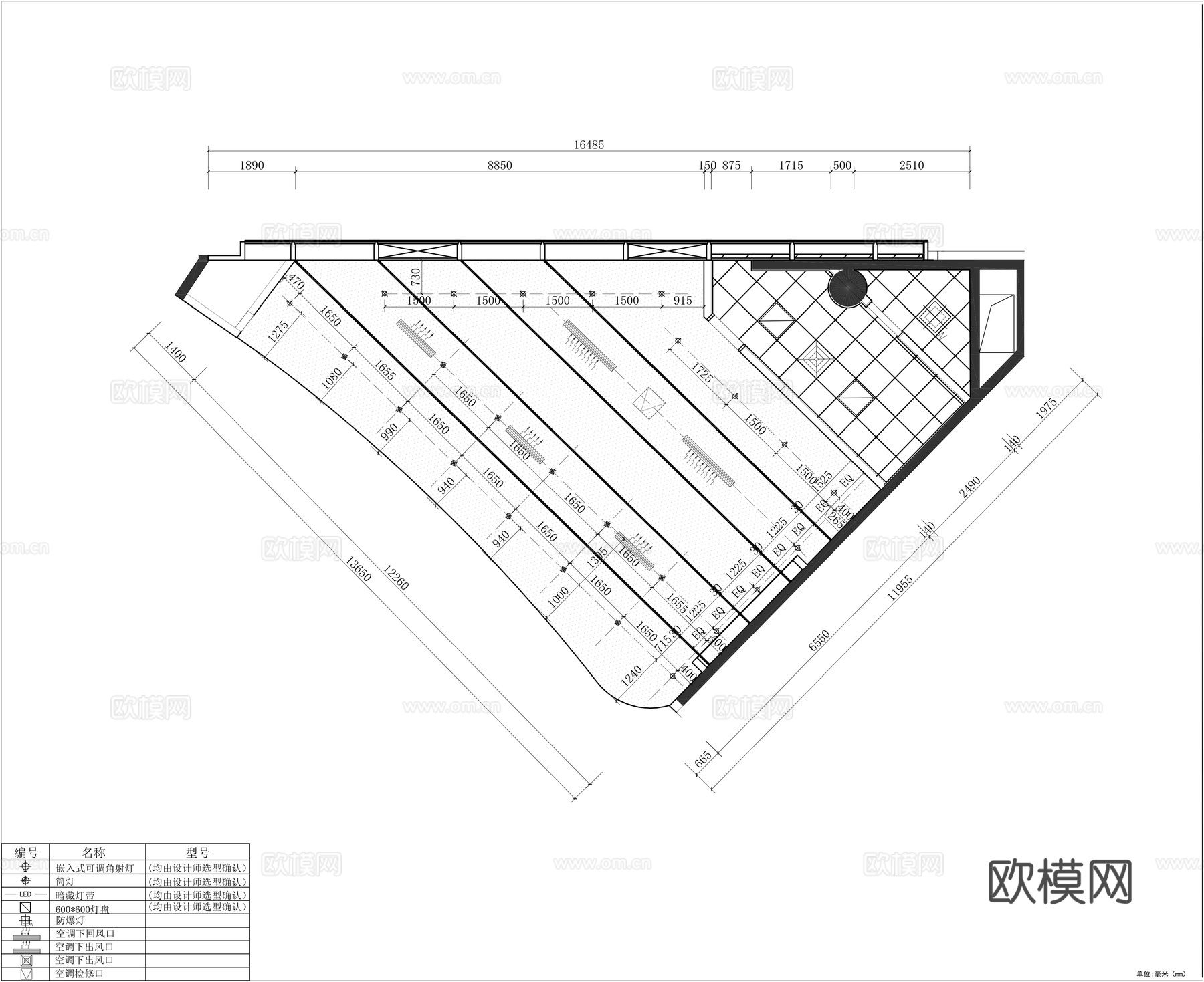 冰淇淋店平面施工图cad施工图