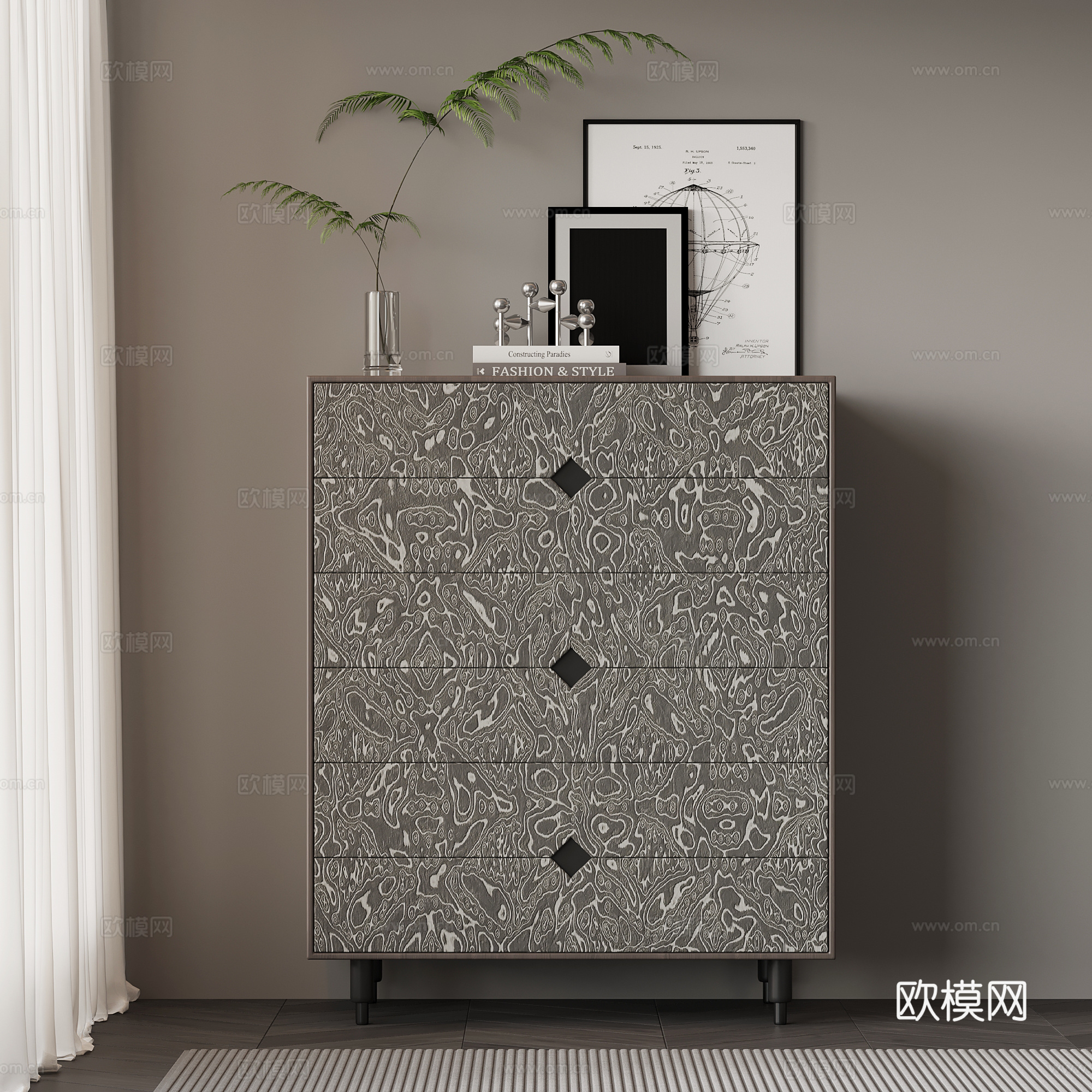 现代意式玄关柜 高柜 斗柜su模型