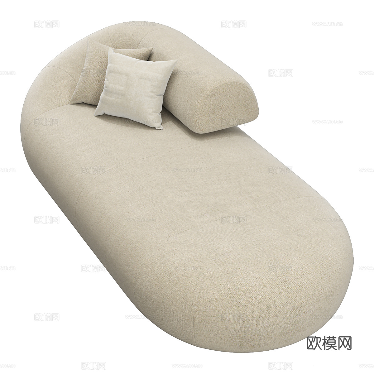 现代奶油风布艺休闲沙发3d模型下载（渲染图5）