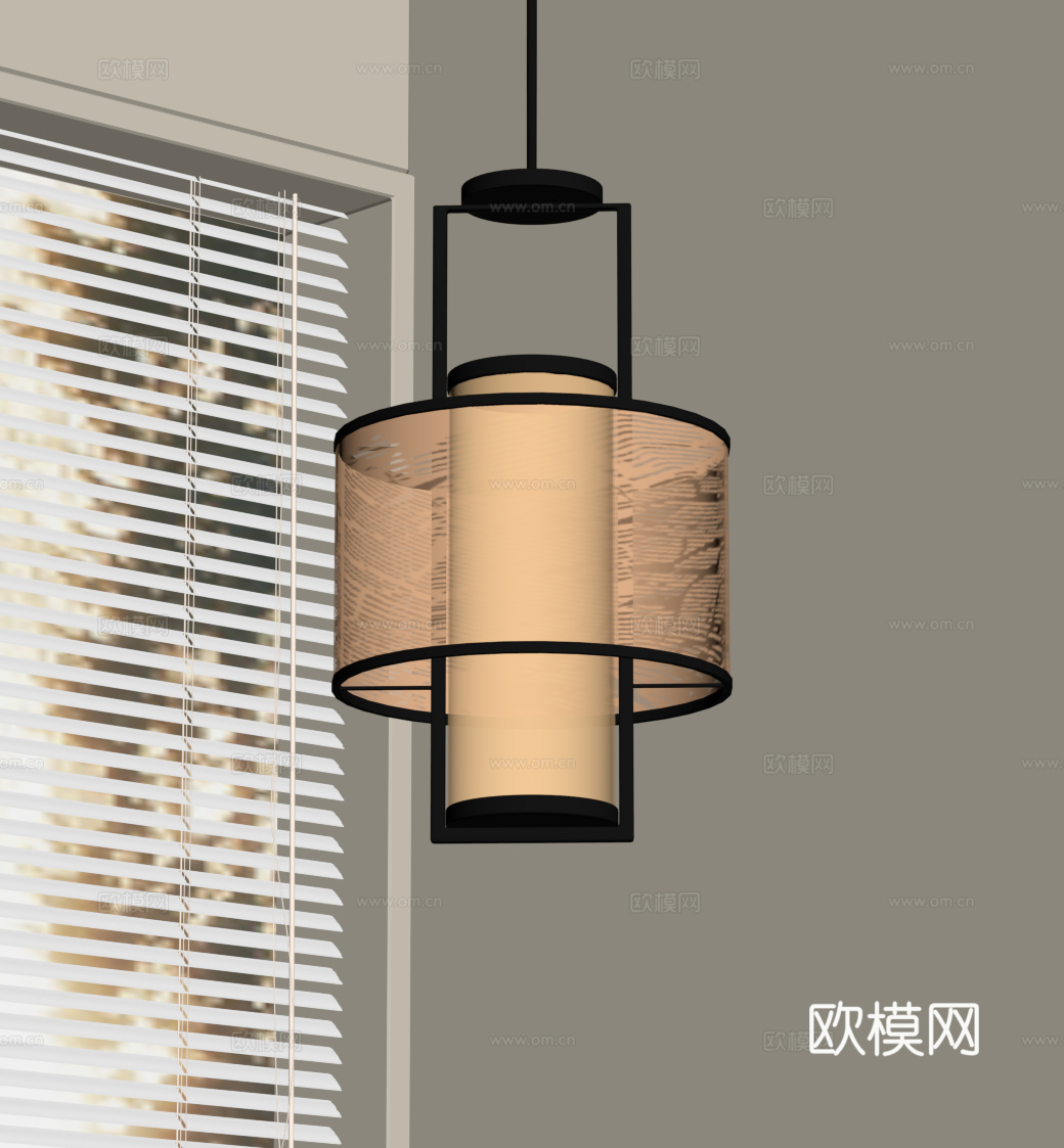 新中式吊灯su模型