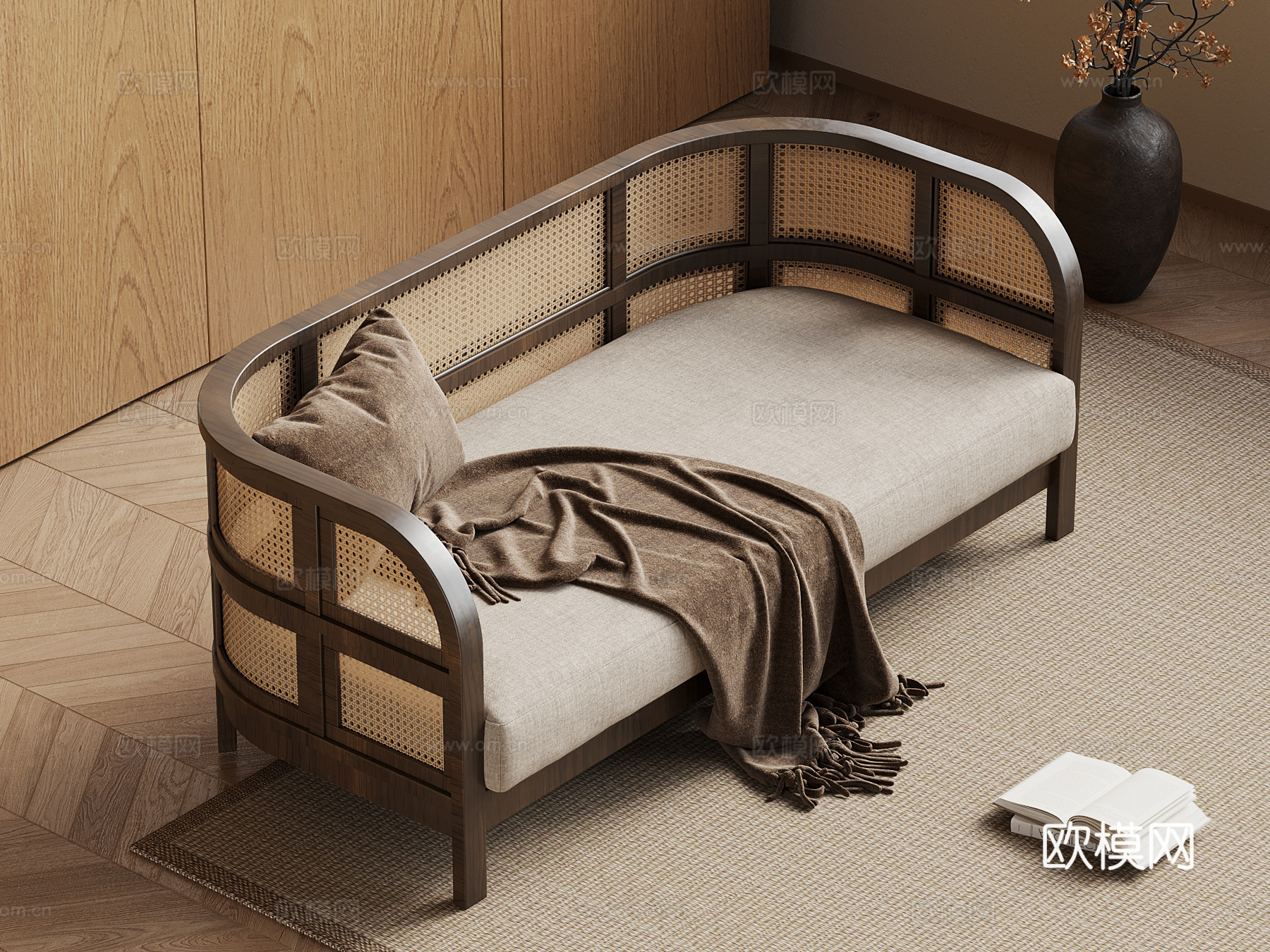 中古风休闲沙发3d模型下载