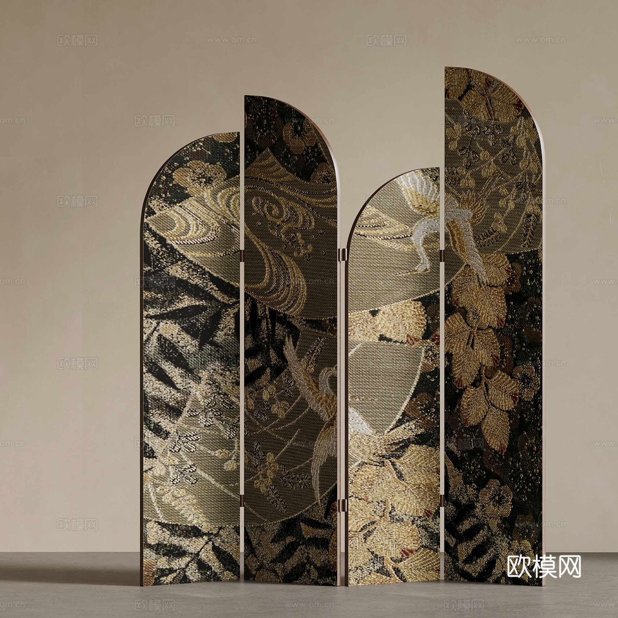新中式屏风 隔断su模型