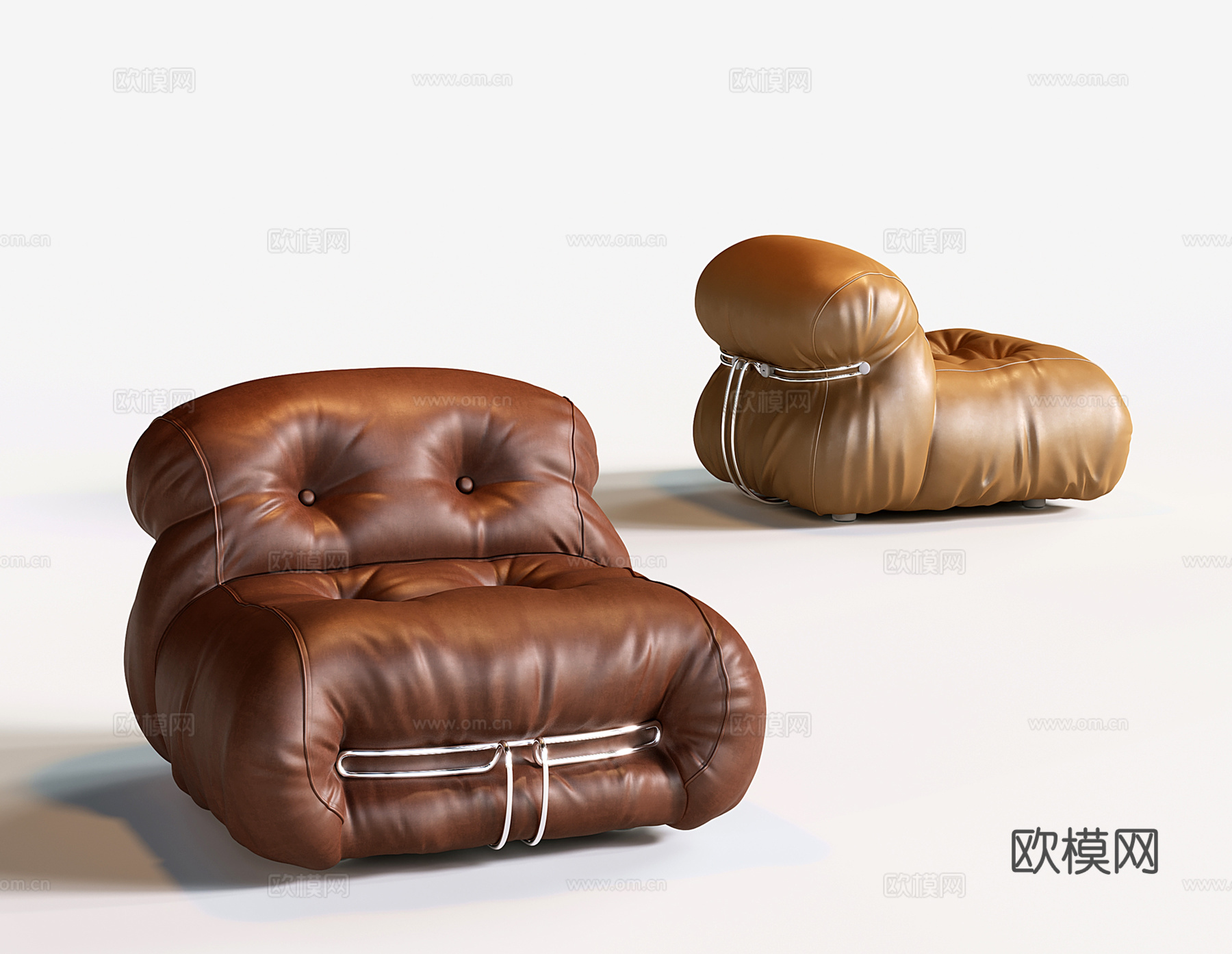 法式中古皮质单人沙发 中古懒人沙发 休闲椅3d模型下载