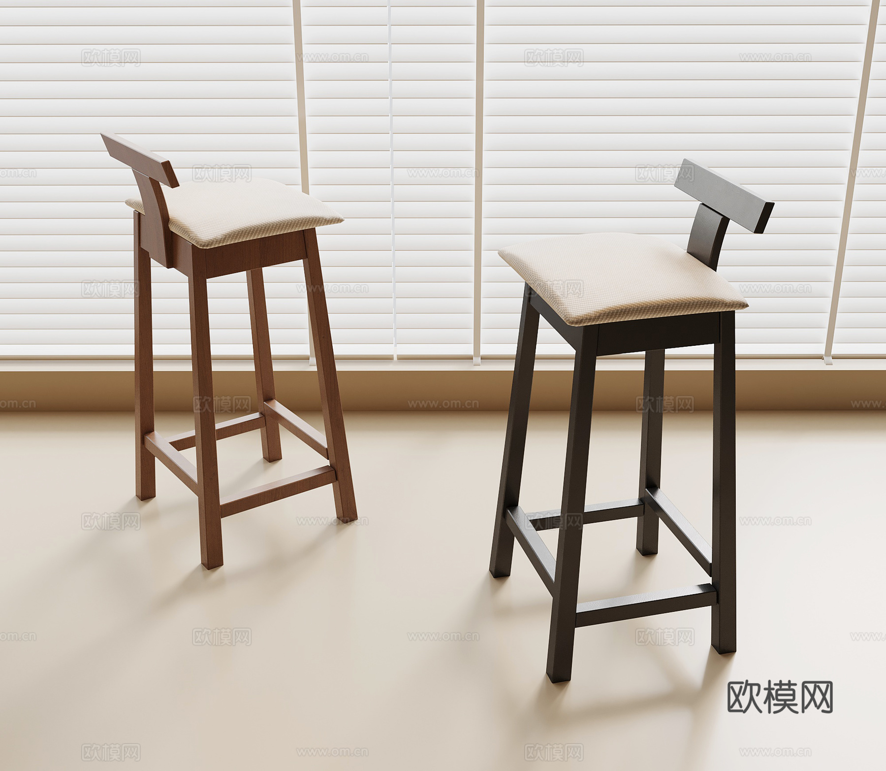 法式中古吧凳su模型