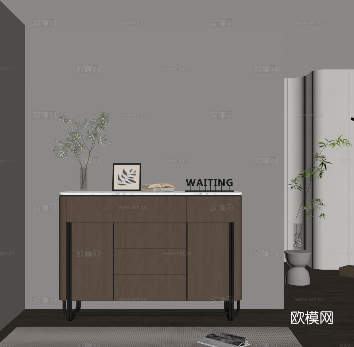 现代意式玄关柜 边柜 鞋柜su模型