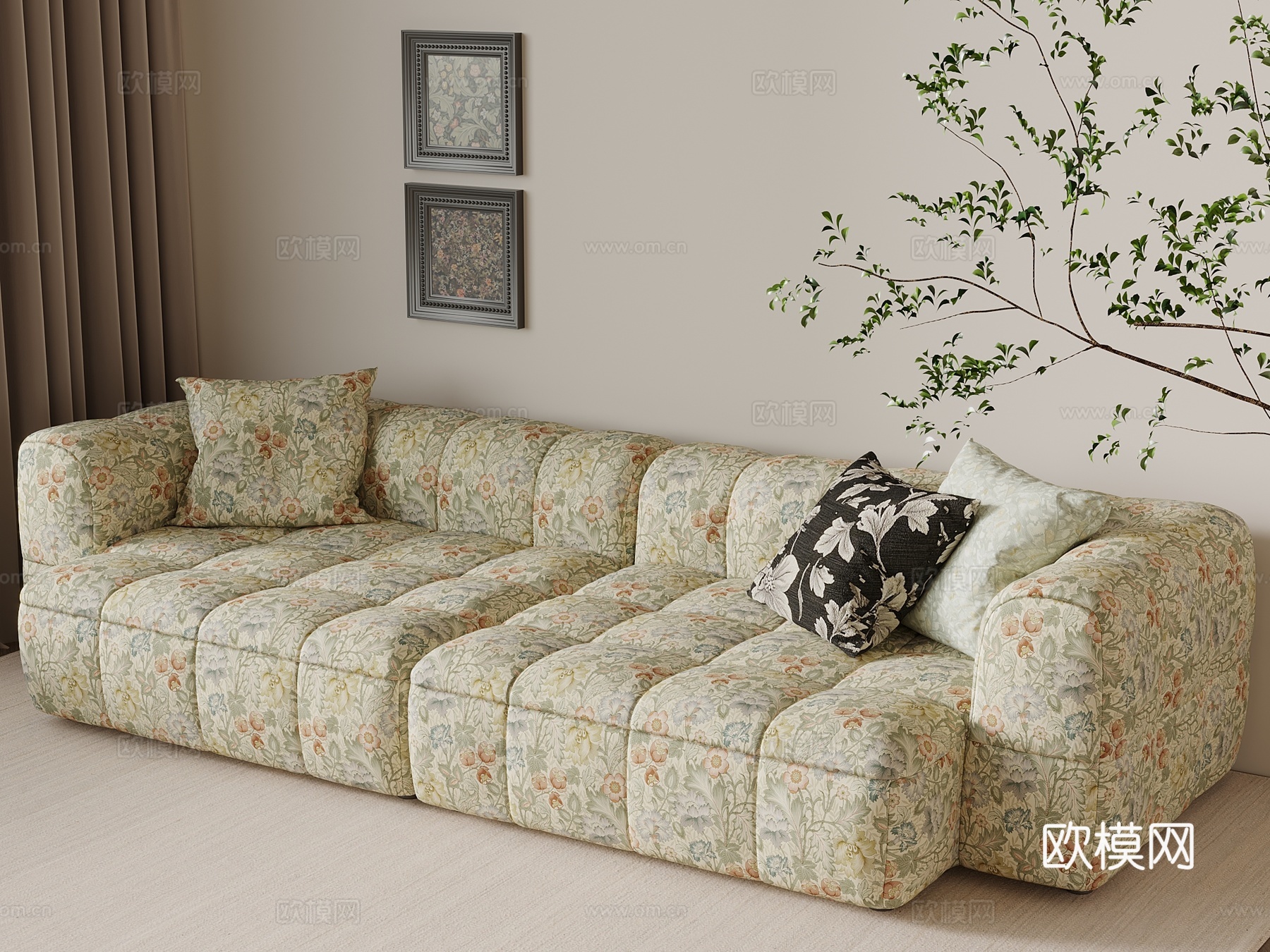 法式多人沙发 休闲沙发3d模型下载