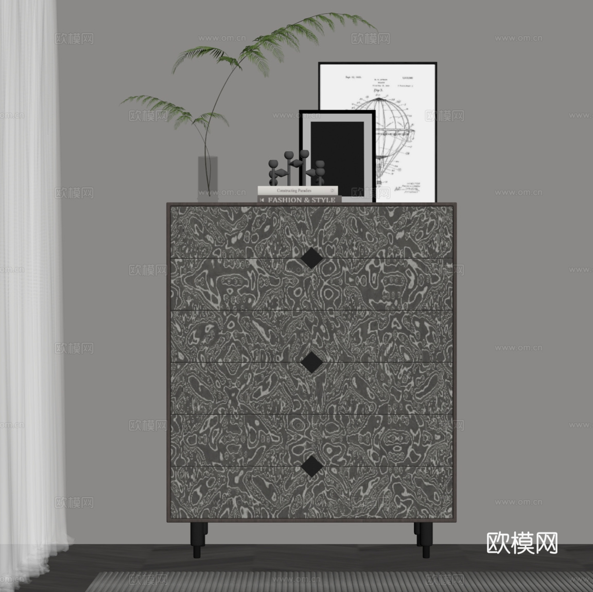现代意式玄关柜 高柜 斗柜su模型