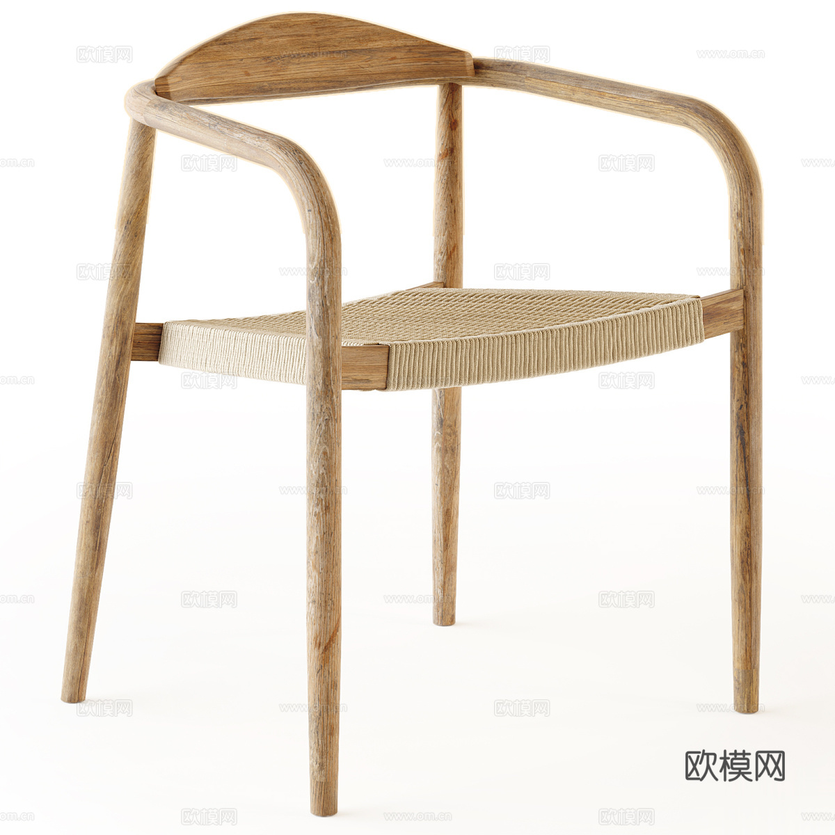 新中式木质单椅3d模型下载（渲染图3）