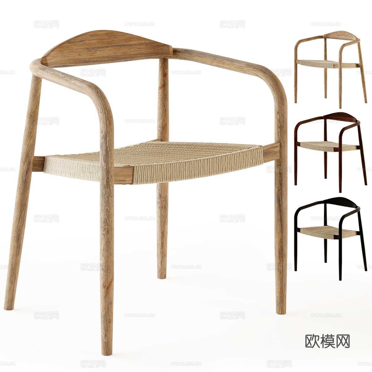 新中式木质单椅3d模型下载（渲染图1）