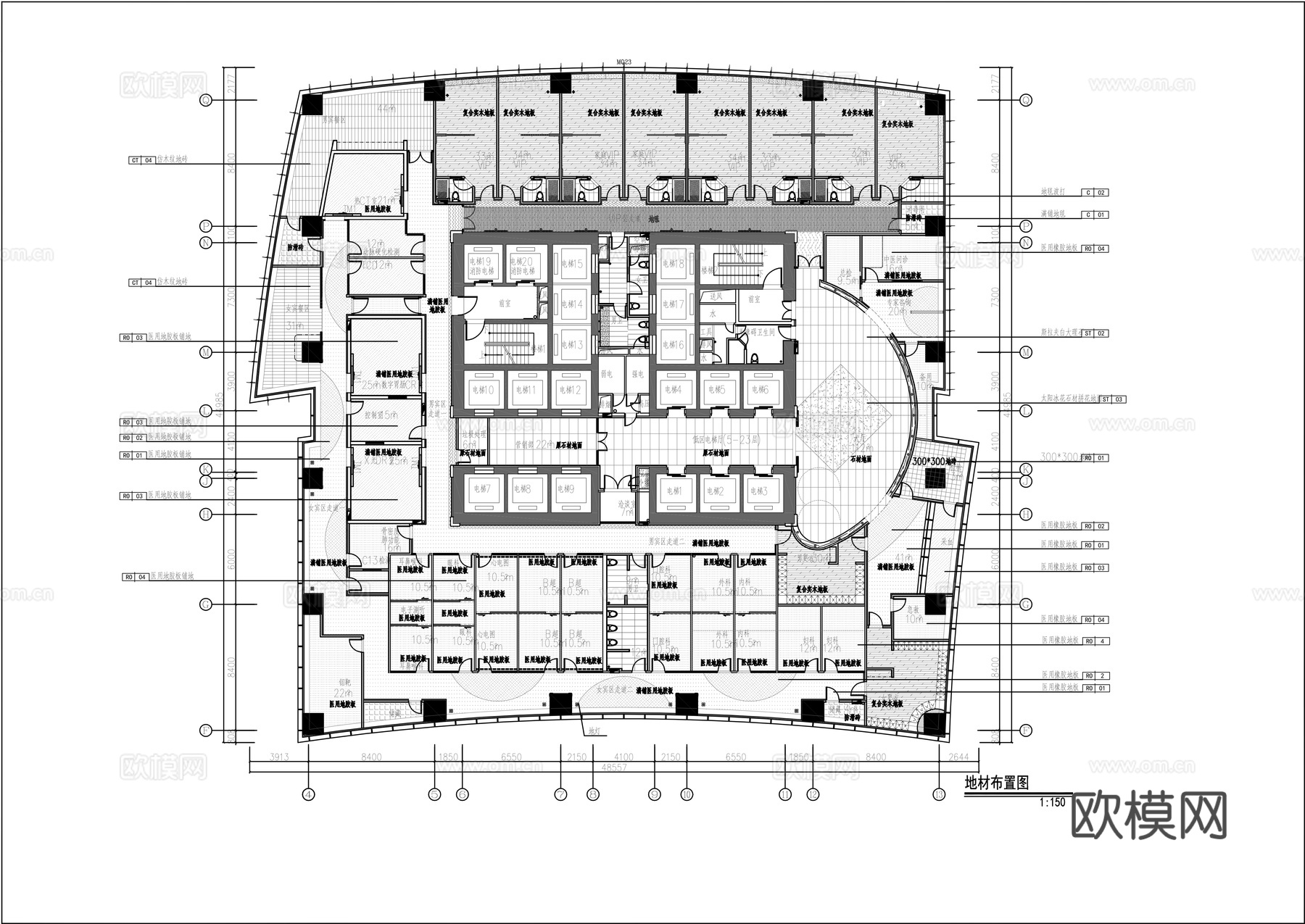 体检中心平面施工图cad施工图