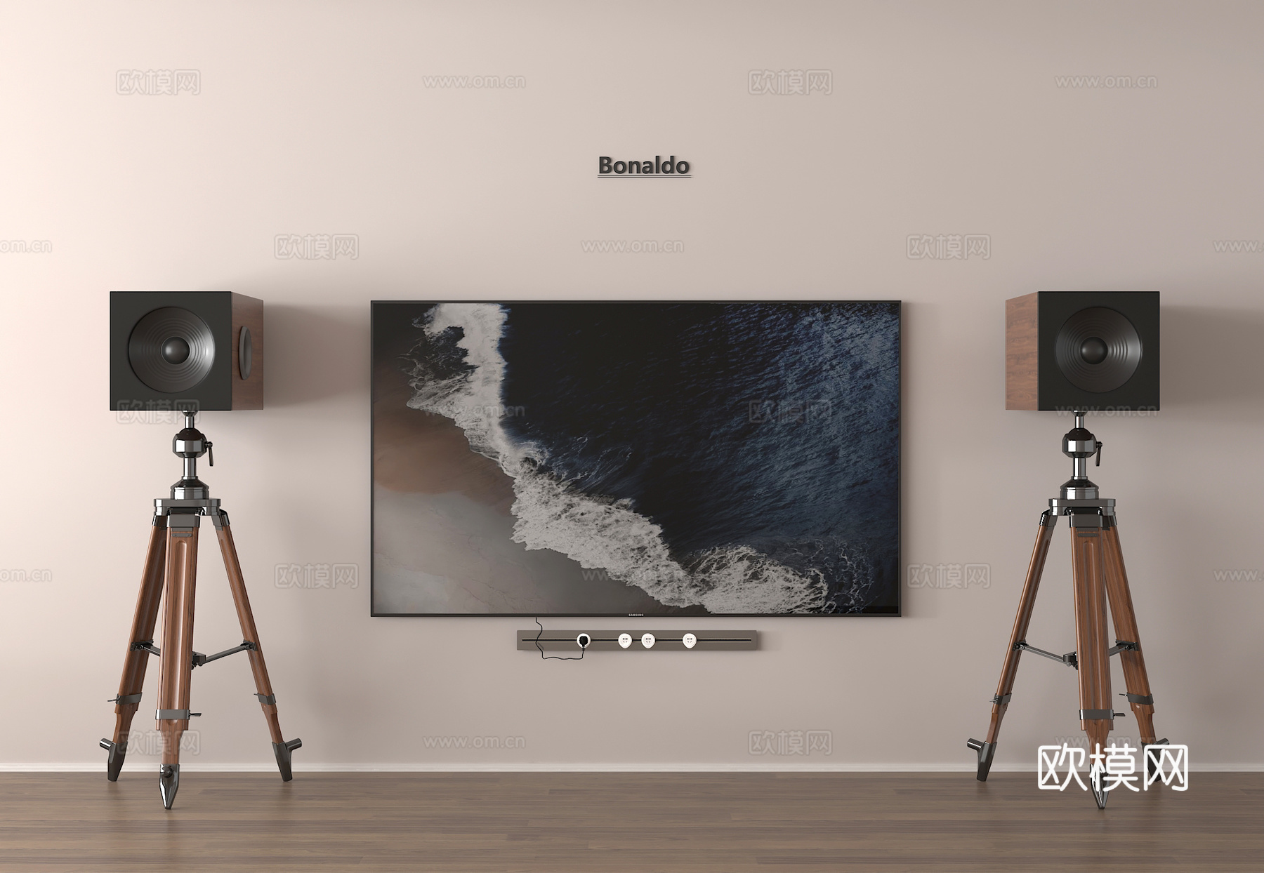 现代电视 落地音响3d模型下载