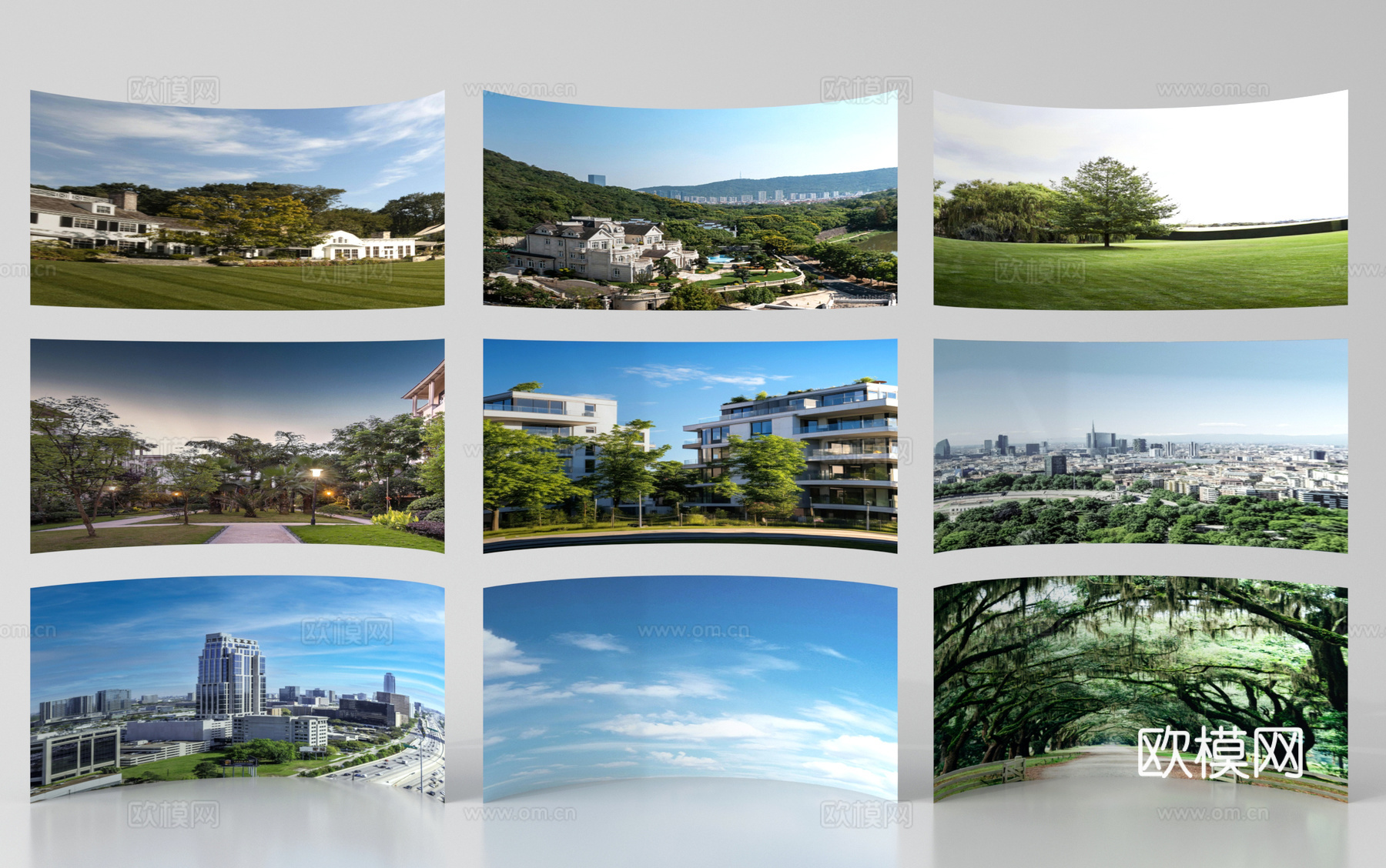 现代其他材质 环绕背景 户外背景 城市背景 环境贴图su模型
