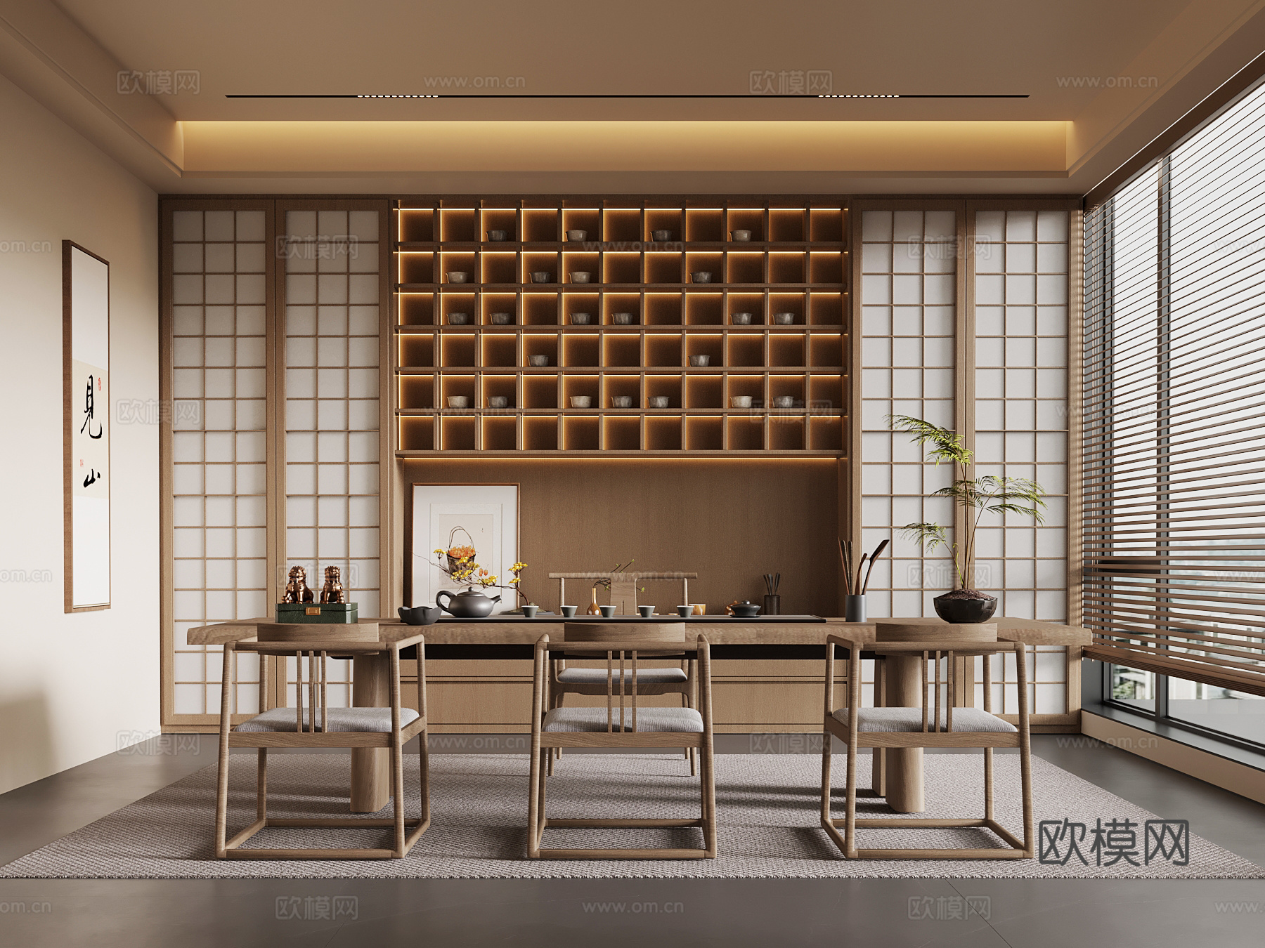 新中式茶室su模型