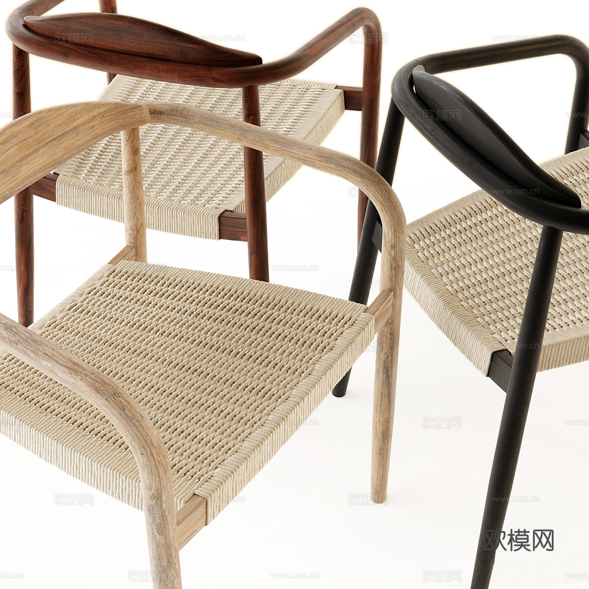 新中式木质单椅3d模型下载（渲染图2）