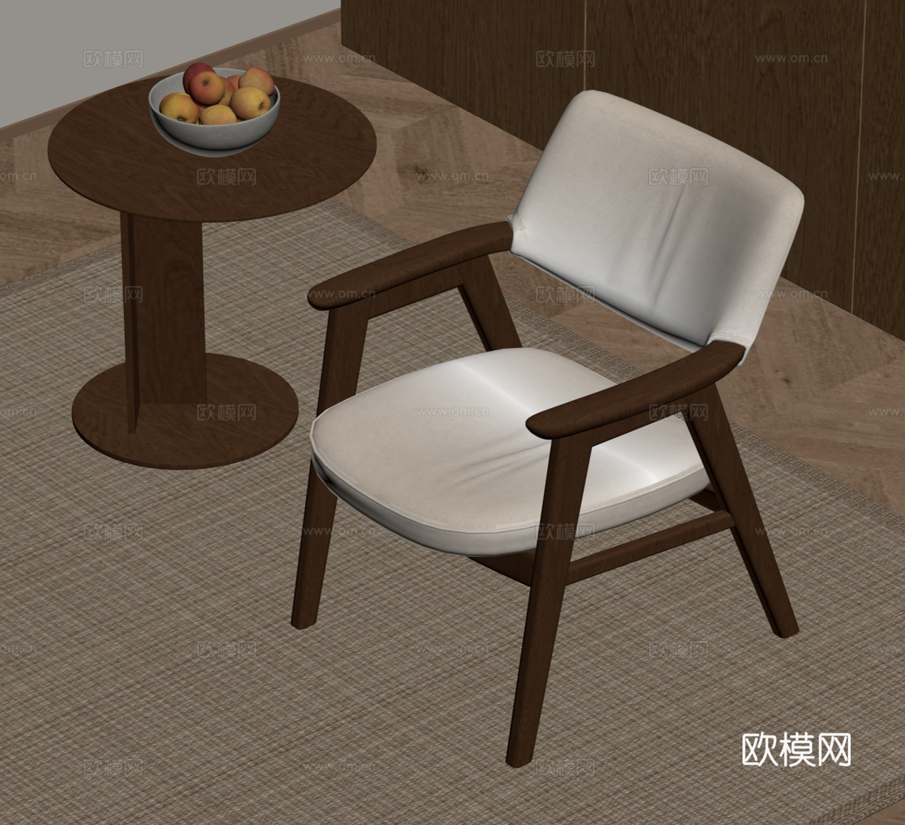 现代中古休闲椅su模型