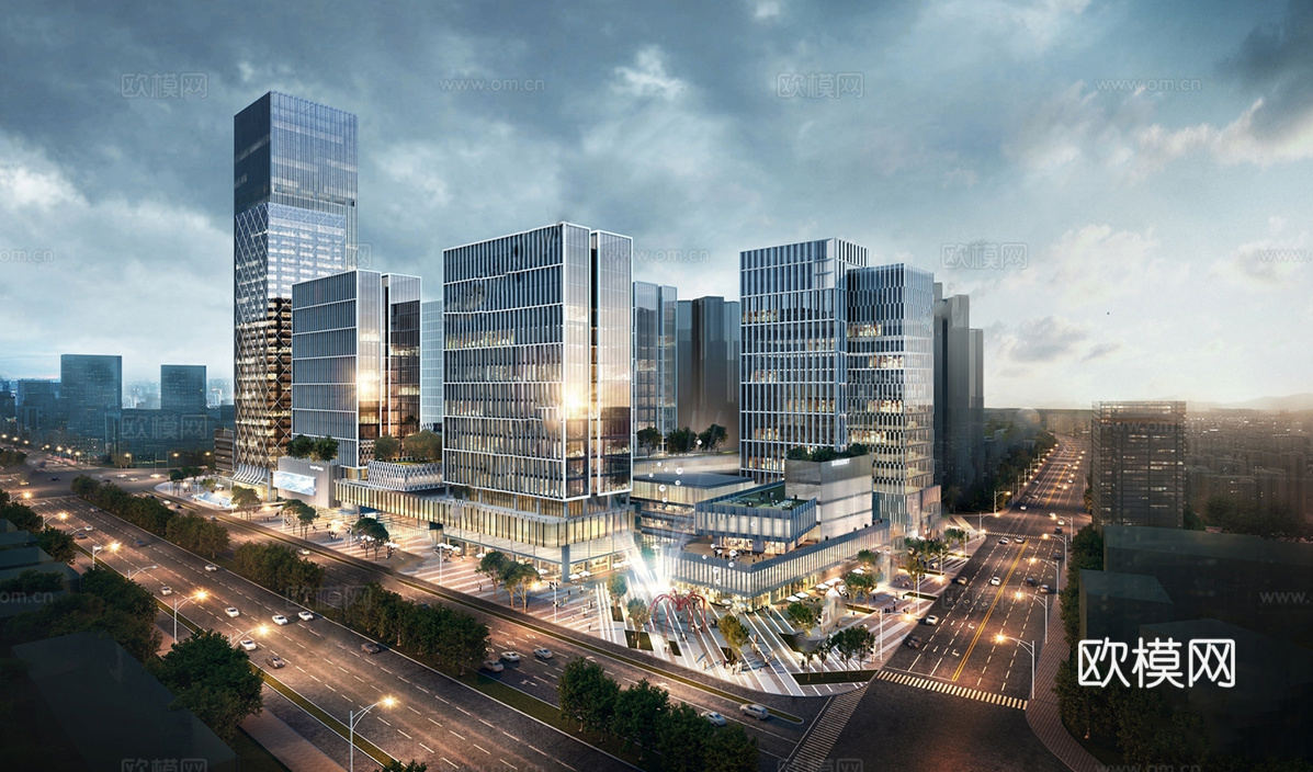 现代商业综合体 商城建筑 办公楼写字楼建筑su模型