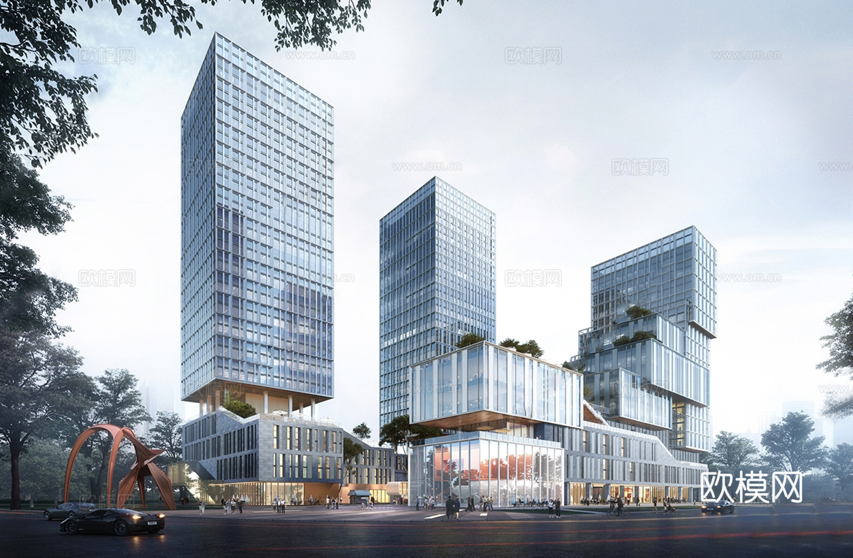 现代商业综合体 商城建筑 办公楼写字楼建筑su模型