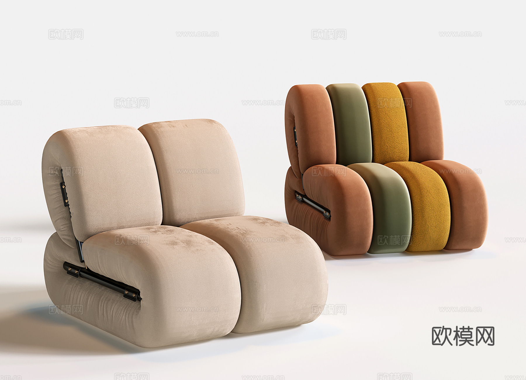 法式单人沙发 奶油风休闲椅 懒人沙发3d模型下载