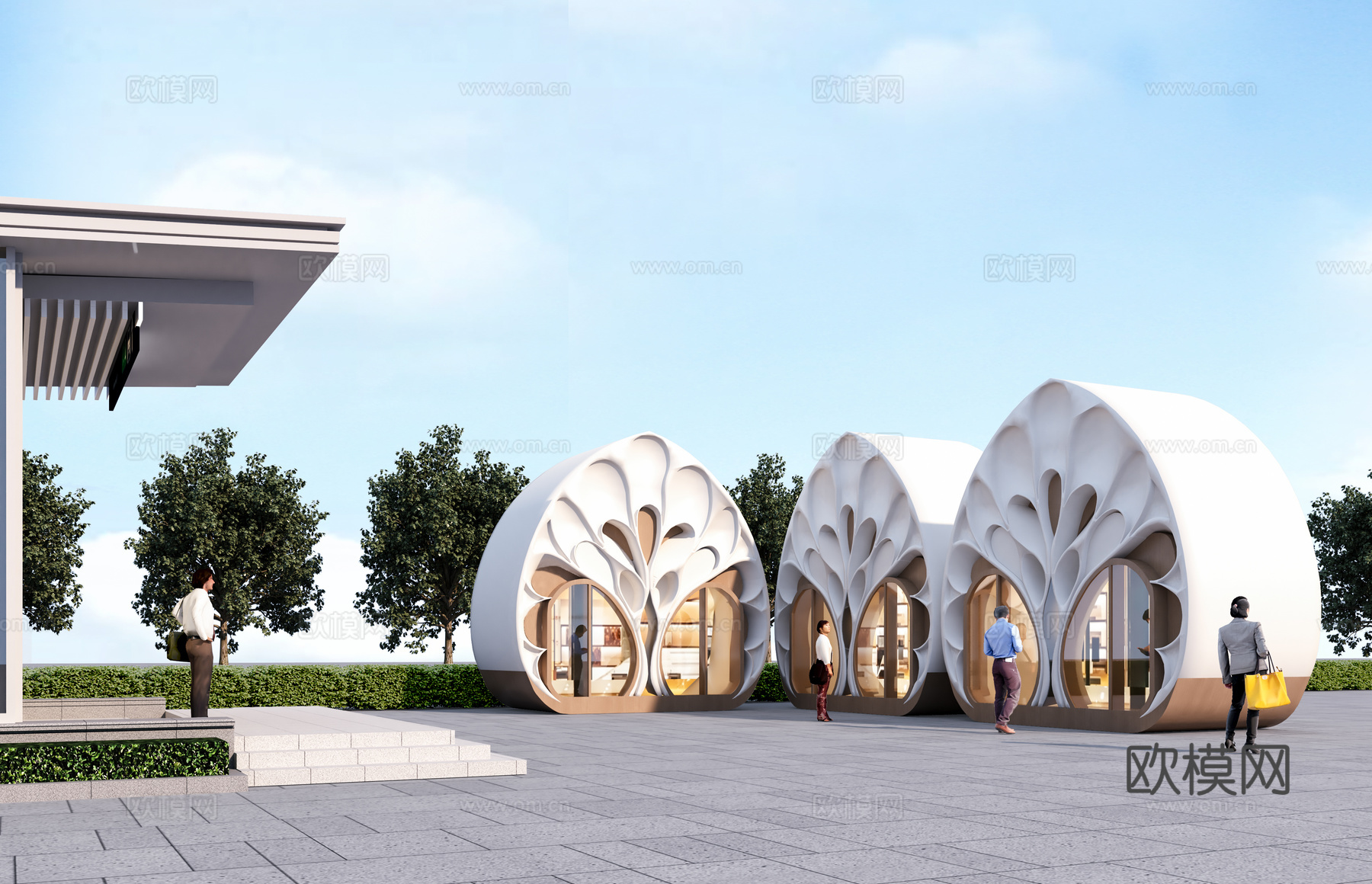 现代艺术铺面   异形美陈  街头集装铺面  艺术装置3d模型下载（渲染图2）