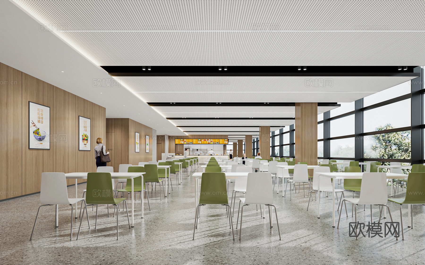 现代食堂3d模型下载