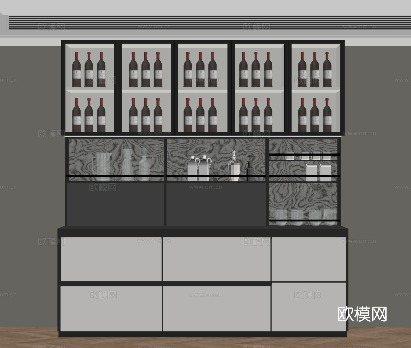 现代酒柜 餐边柜su模型