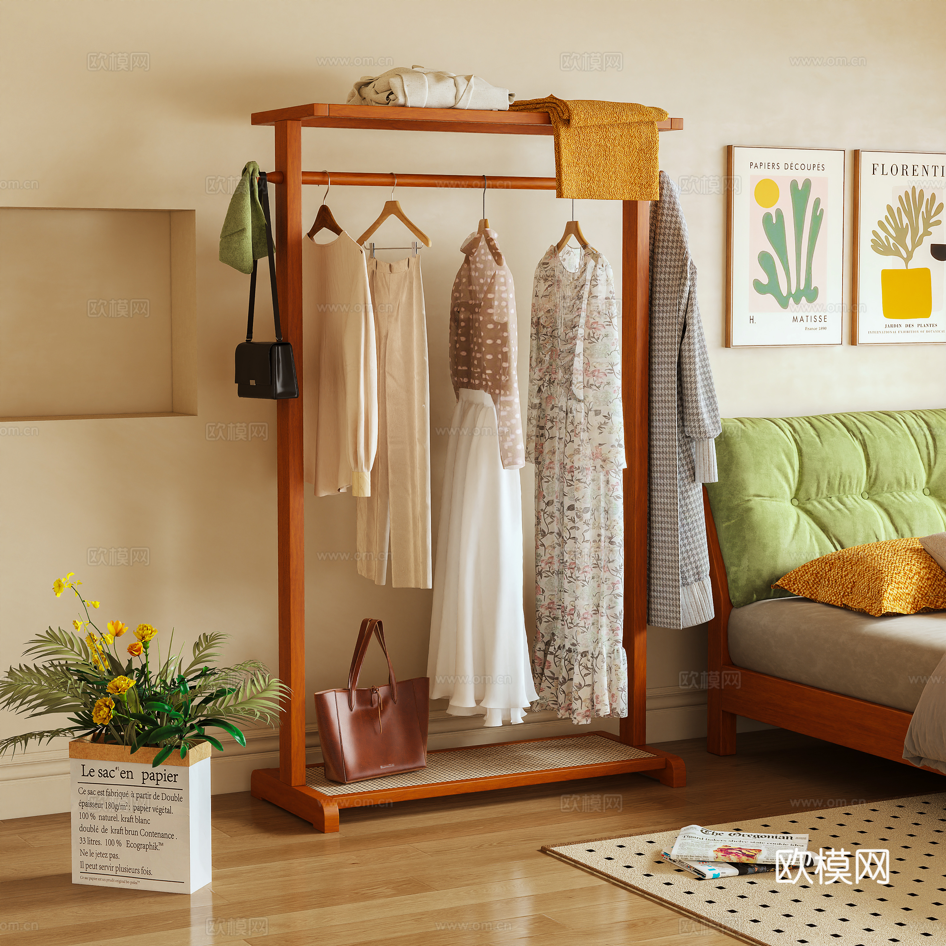 挂衣架 衣帽架 落地衣架 服饰3d模型下载